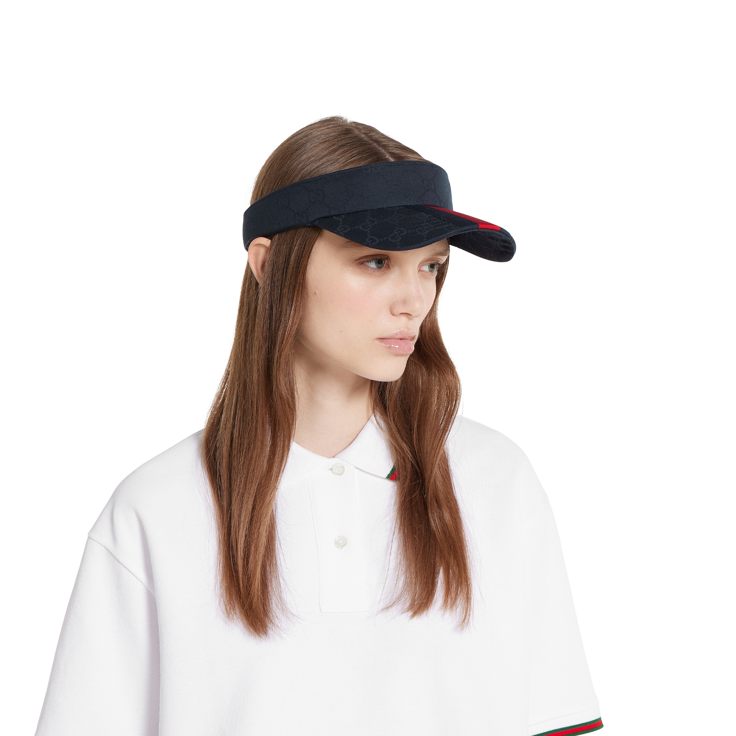GG canvas visor with Web in dark blue | GUCCI® US