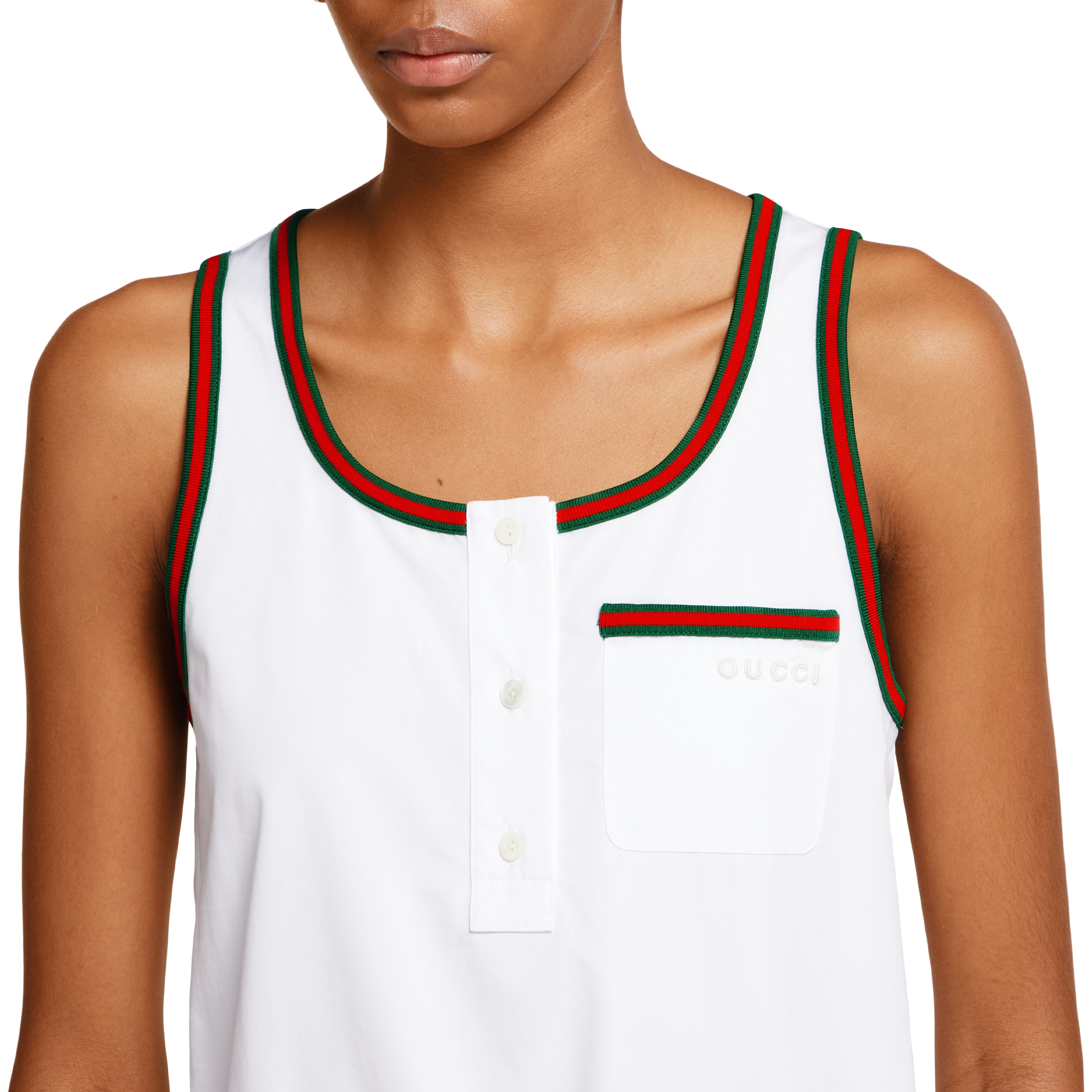 Cotton poplin dress with Web in white | GUCCI® US