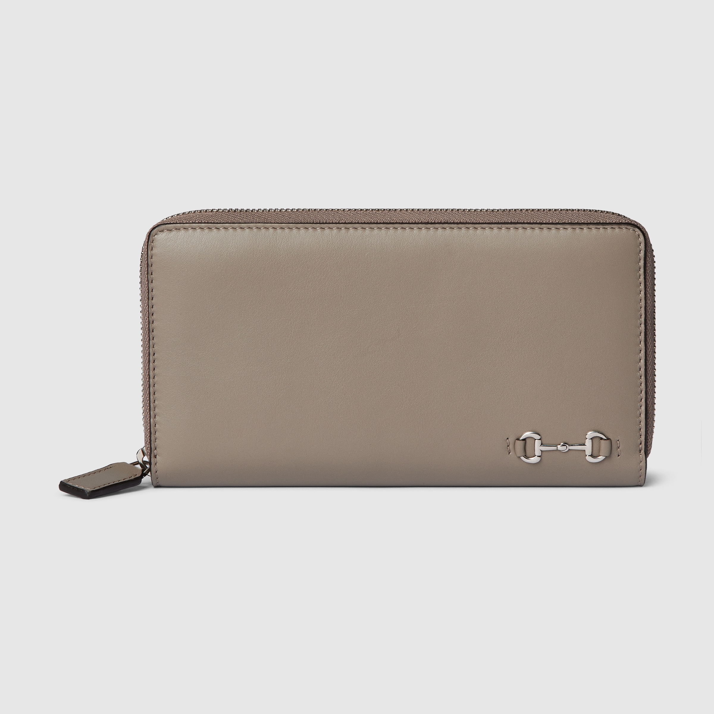 ホースビット付き ジップアラウンドウォレット ・ベージュ レザー