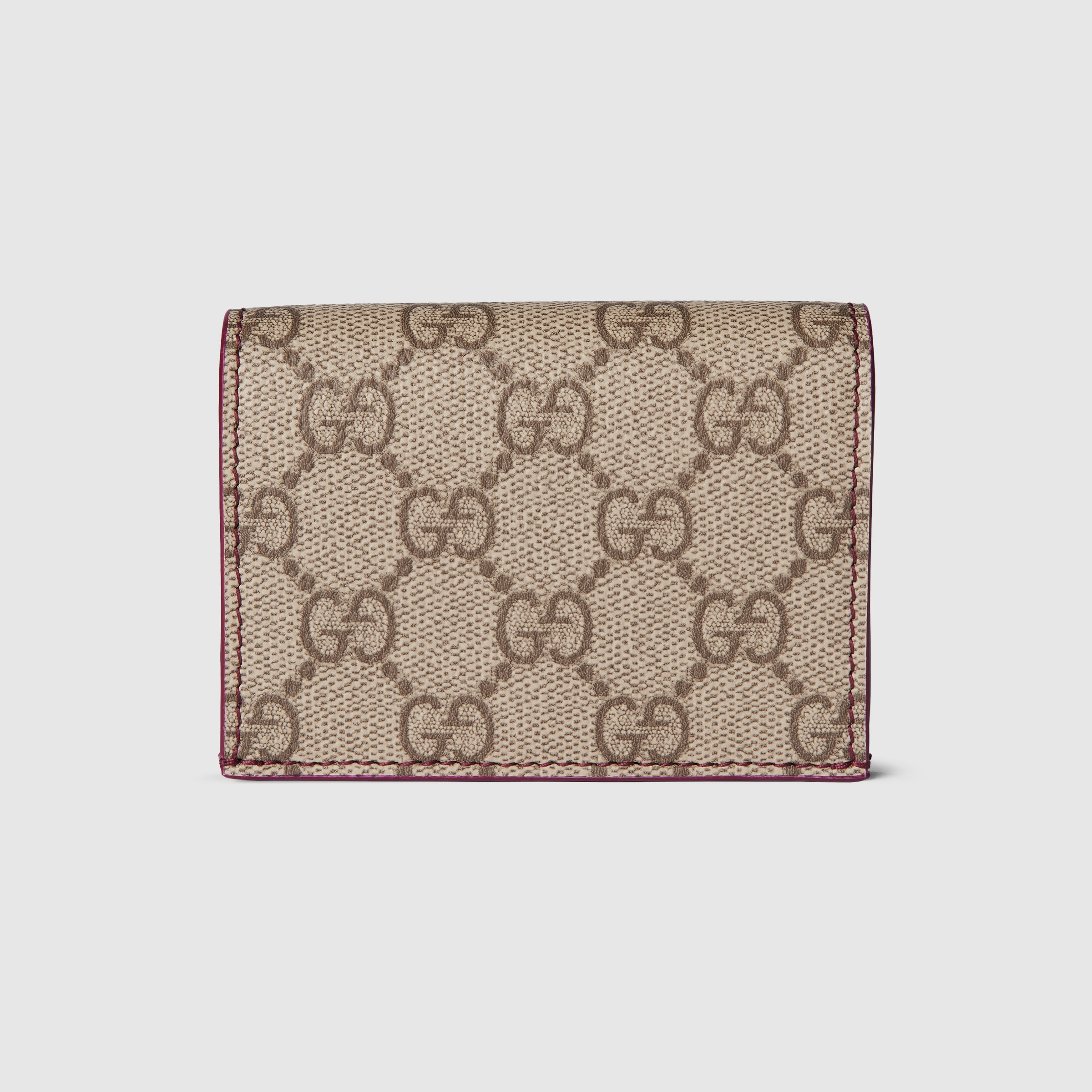 Card case with Double G in beige and dark brown GG Supreme