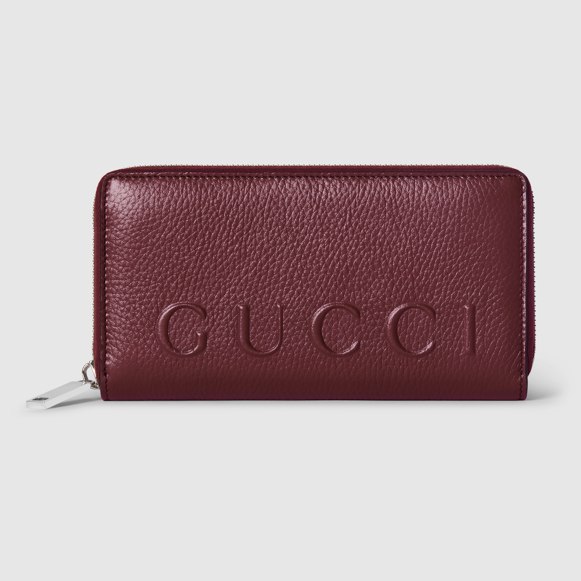 Zip around wallet with logo in rosso ancora red leather