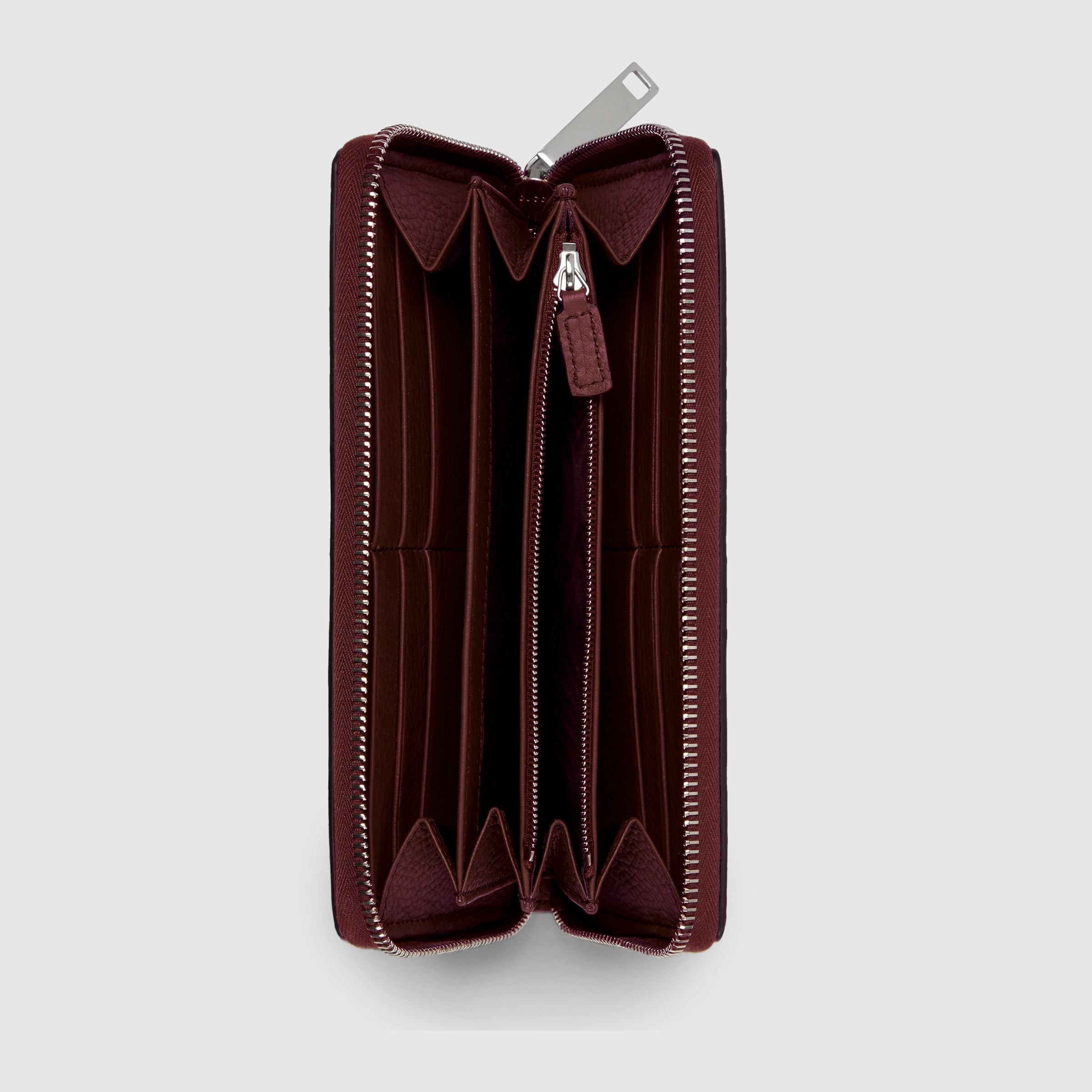 Zip around wallet with logo in rosso ancora red leather