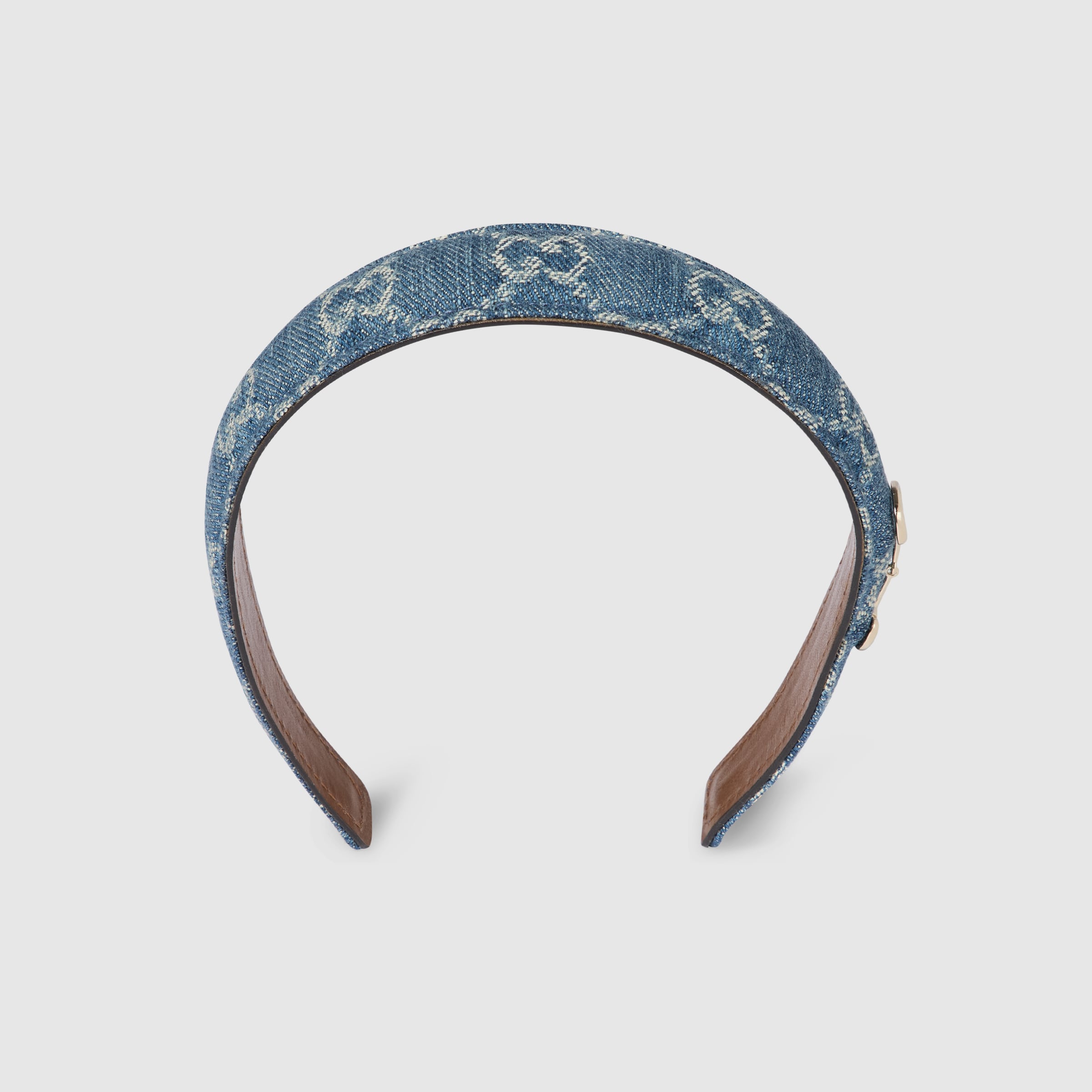 GUCCI デニム風ヘアバンド GG denim hair band with Horsebit in light blue | GUCCI® US