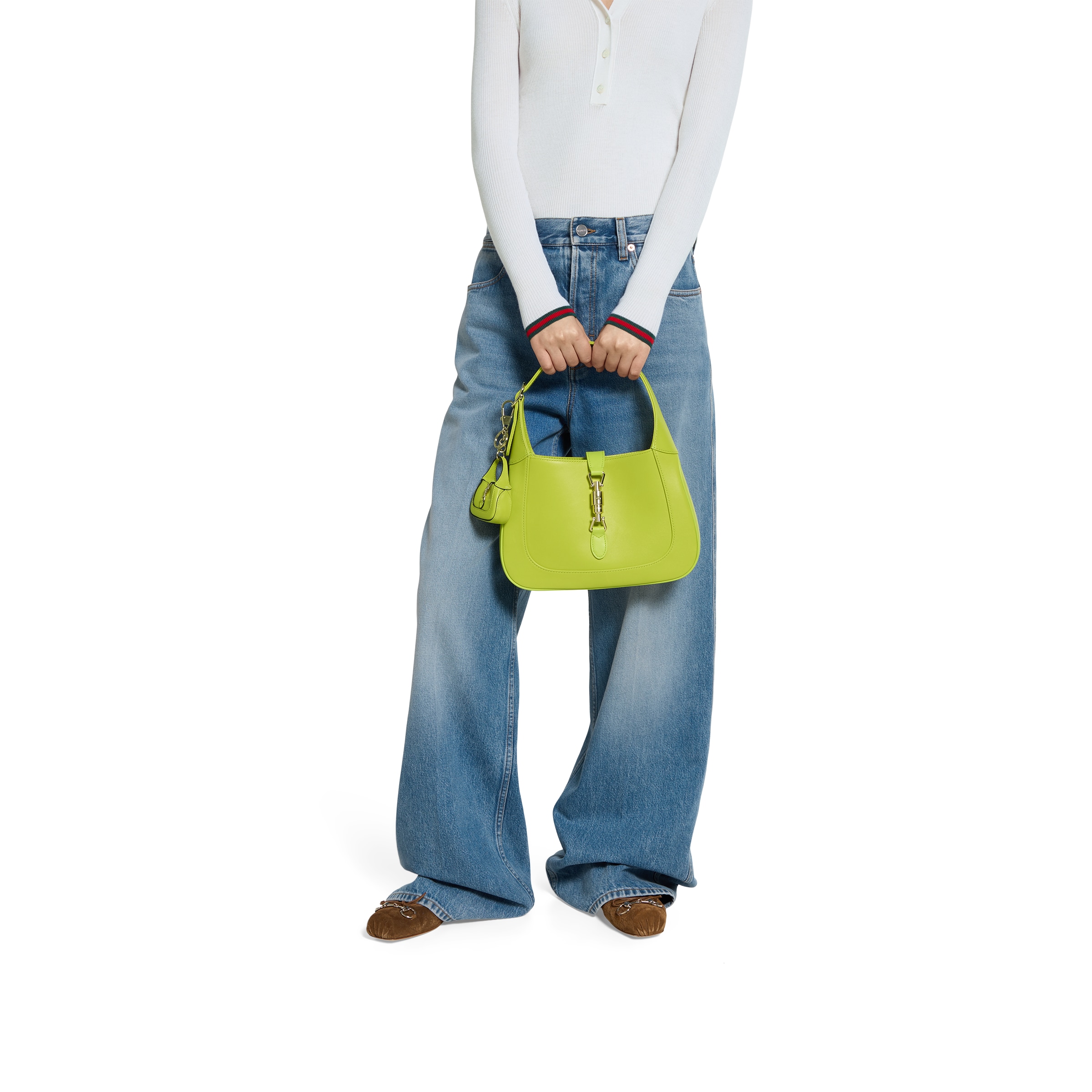 Keychain with Gucci Jackie 1961 in light gold-toned metal