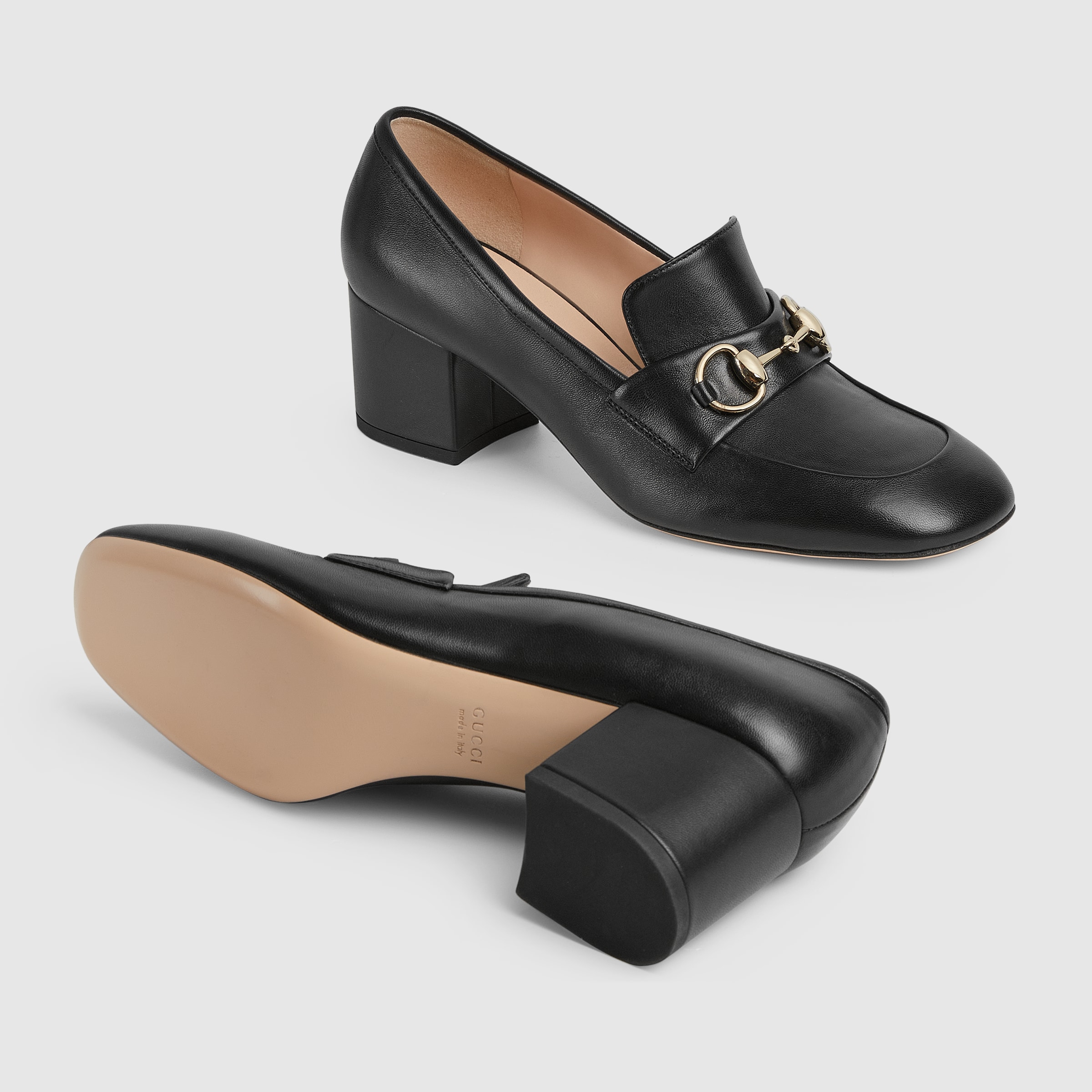 GUCCI ローファー 厚底 プラットフォーム シェリー 黒 35 1/2 ホースビット付き ウィメンズ ローファーブラック レザー