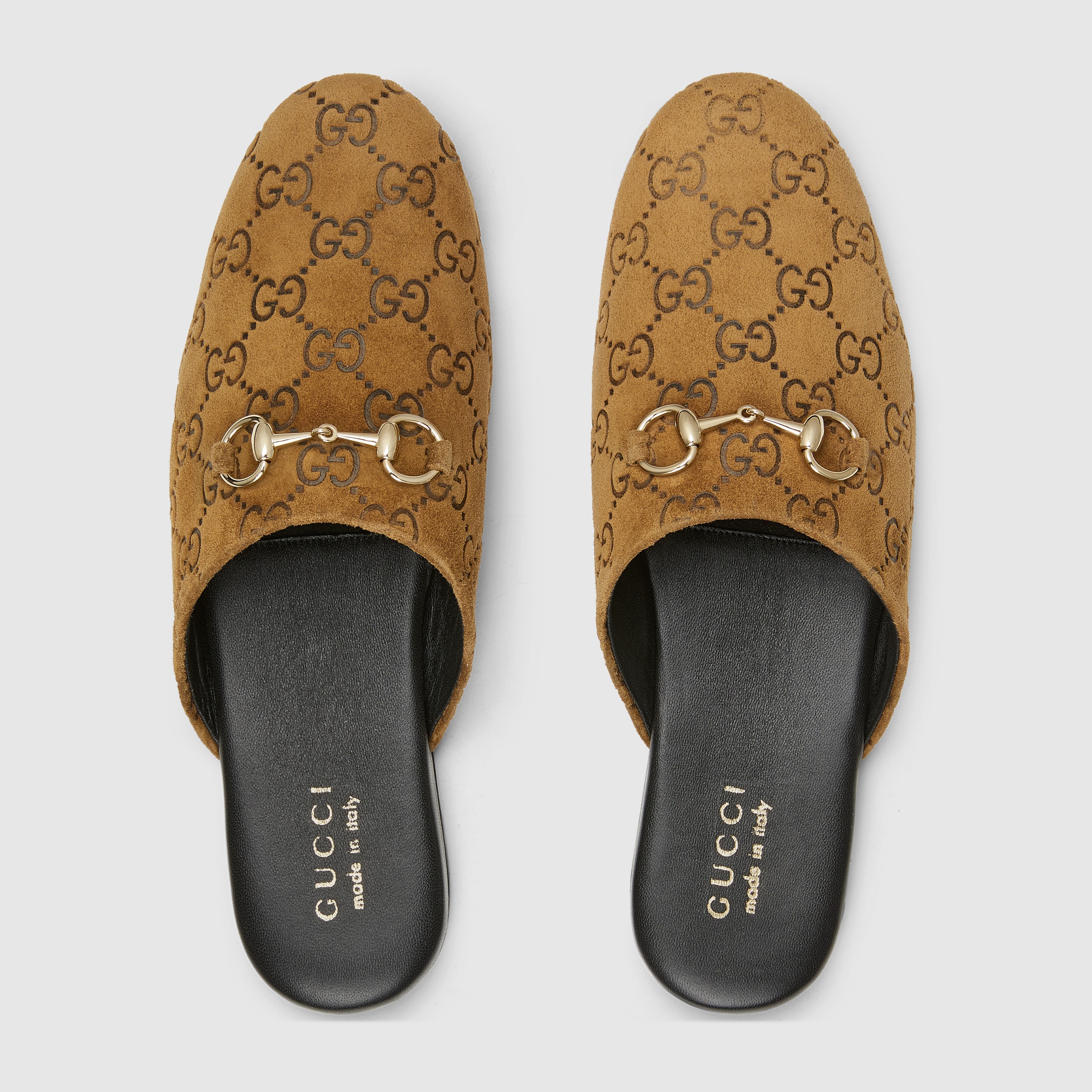 GUCCI ブラウン ポインテッドトゥ ミュール Women's mule with Horsebit in brown GG suede | GUCCI® US