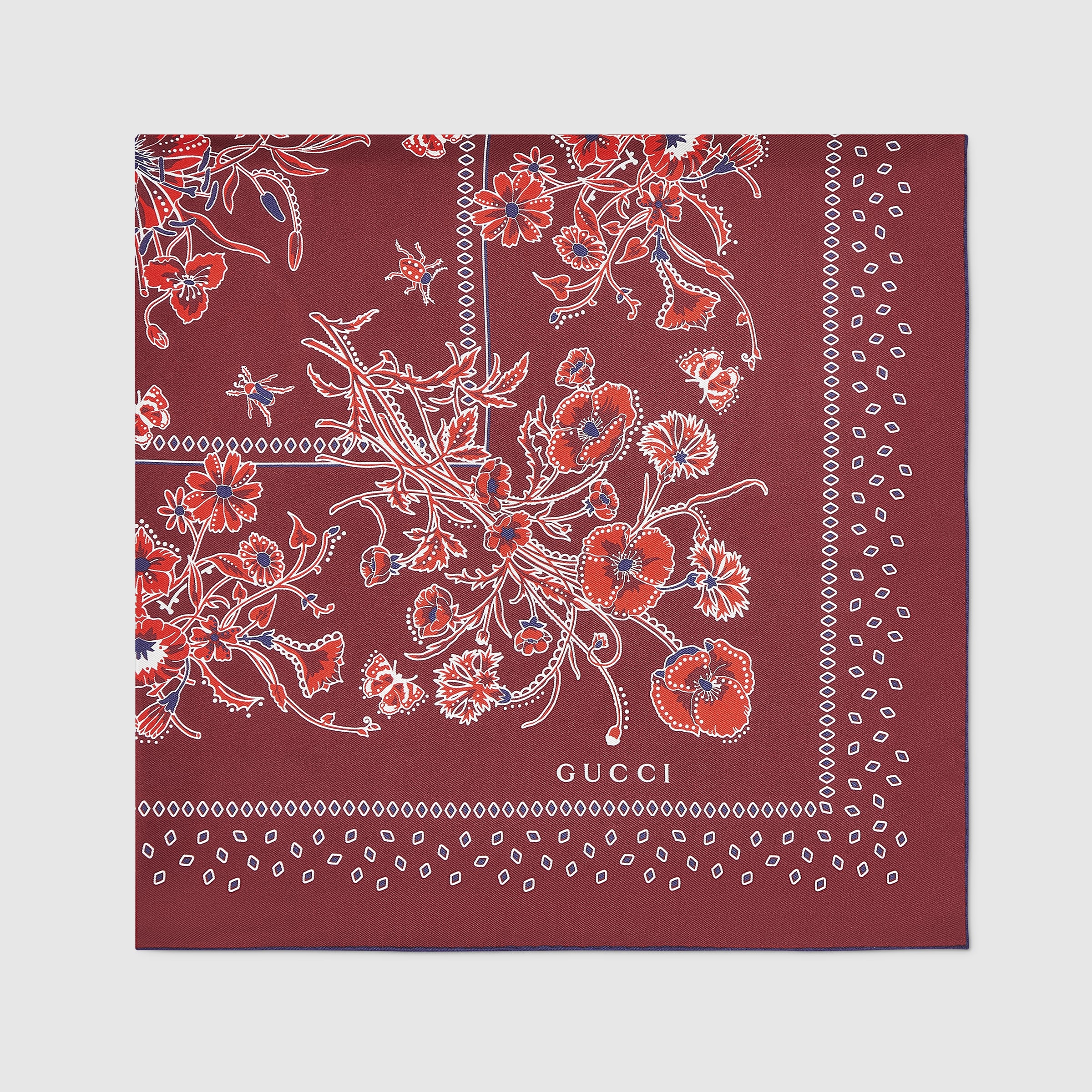Printed silk twill carré in bordeaux | GUCCI® ES