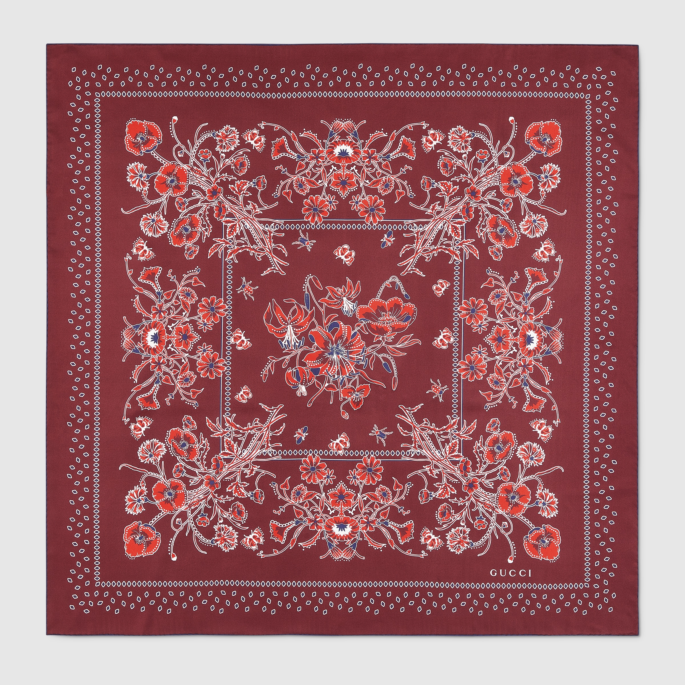 Printed silk twill carré in bordeaux | GUCCI® ES