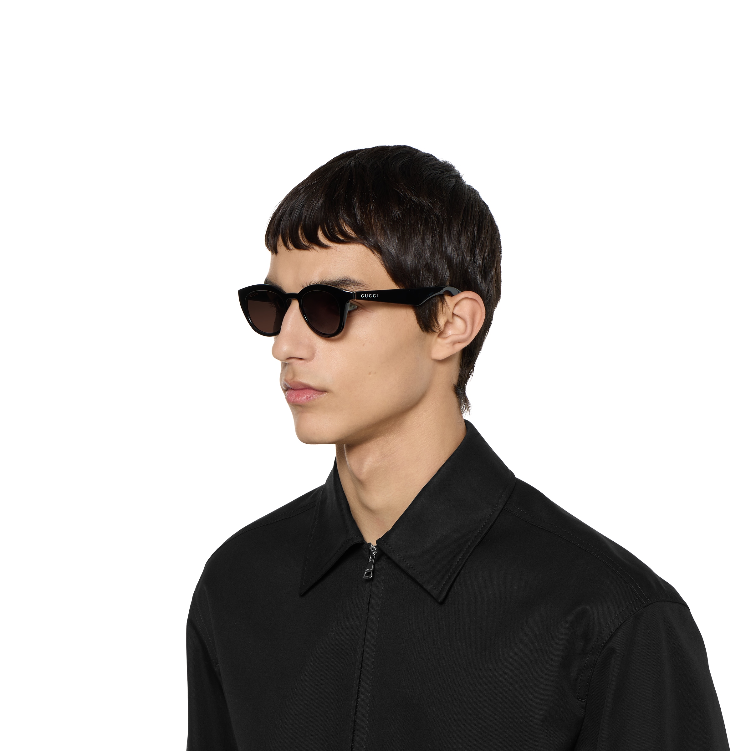 Round frame sunglasses in black | GUCCI® US