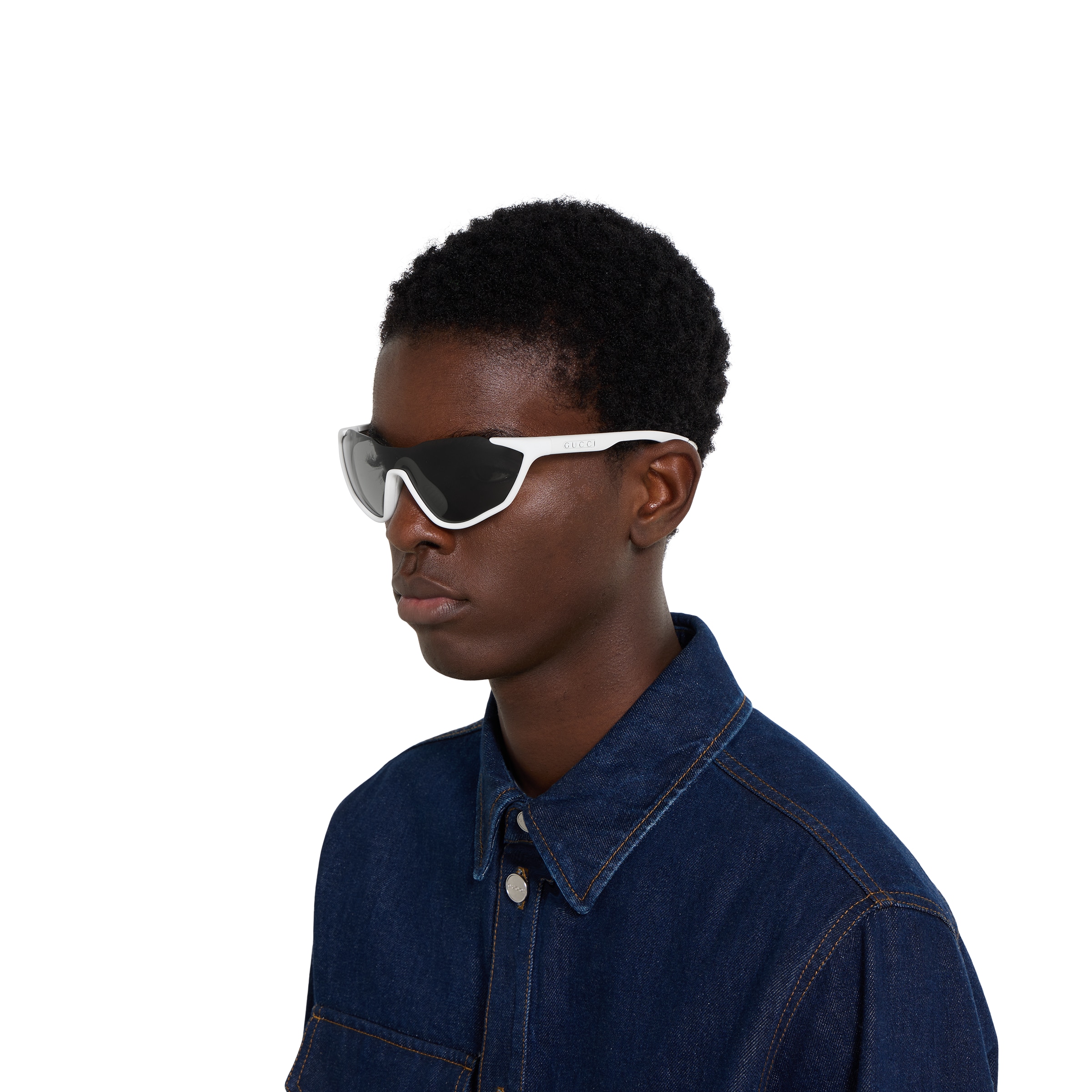 サングラス GUCCI SS24 MASK-SHAPED SUNGLASSES (779493 J16911058) Mask-shaped sunglasses in black | GUCCI® US