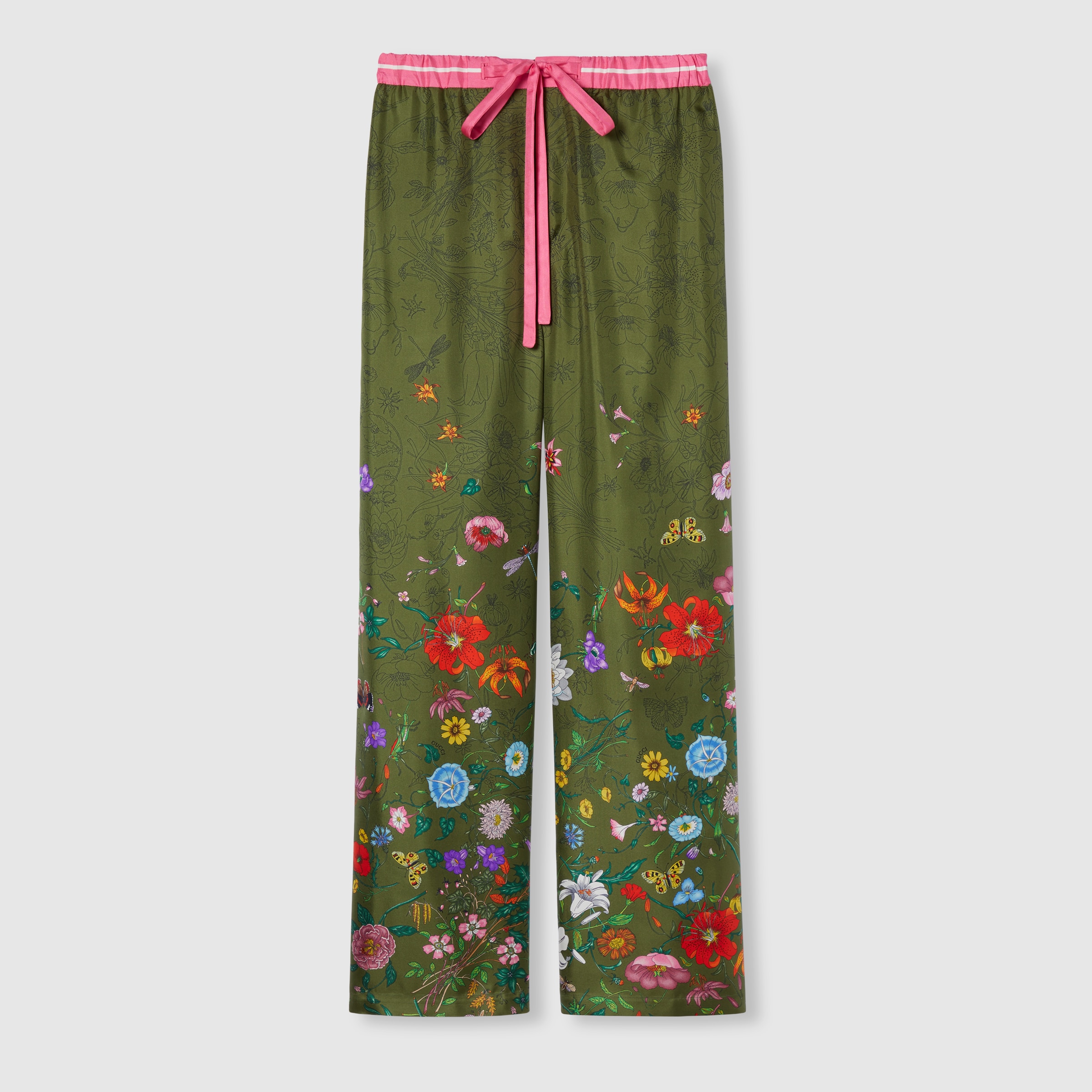 【関税&送料込】Gucci Silk Trousers With Gucci Flora Print 835579_Z7AVH_3768_001_100_0000