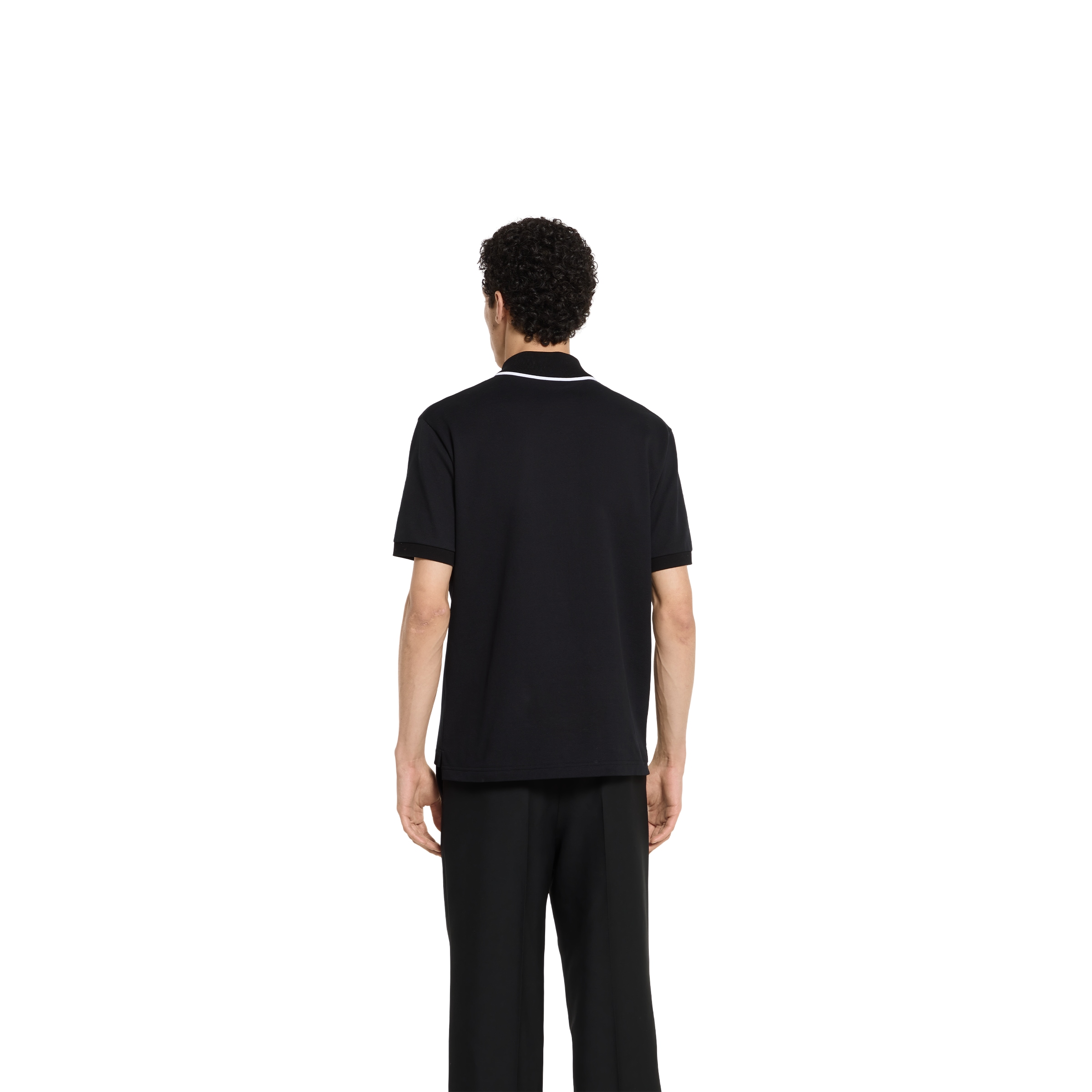 Cotton piquet polo shirt with embroidery in black | GUCCI® US