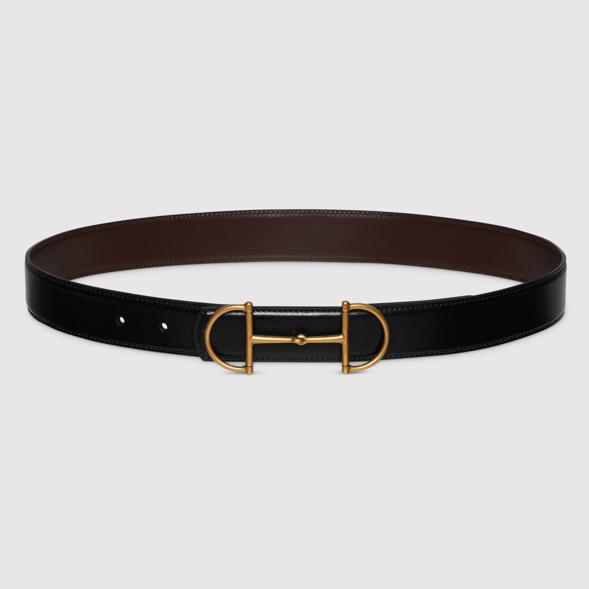 Gucci スタッズ付き 黒レザーベルト インターロッキングG バックル付き ベルト ・ブラック レザー | GUCCI公式