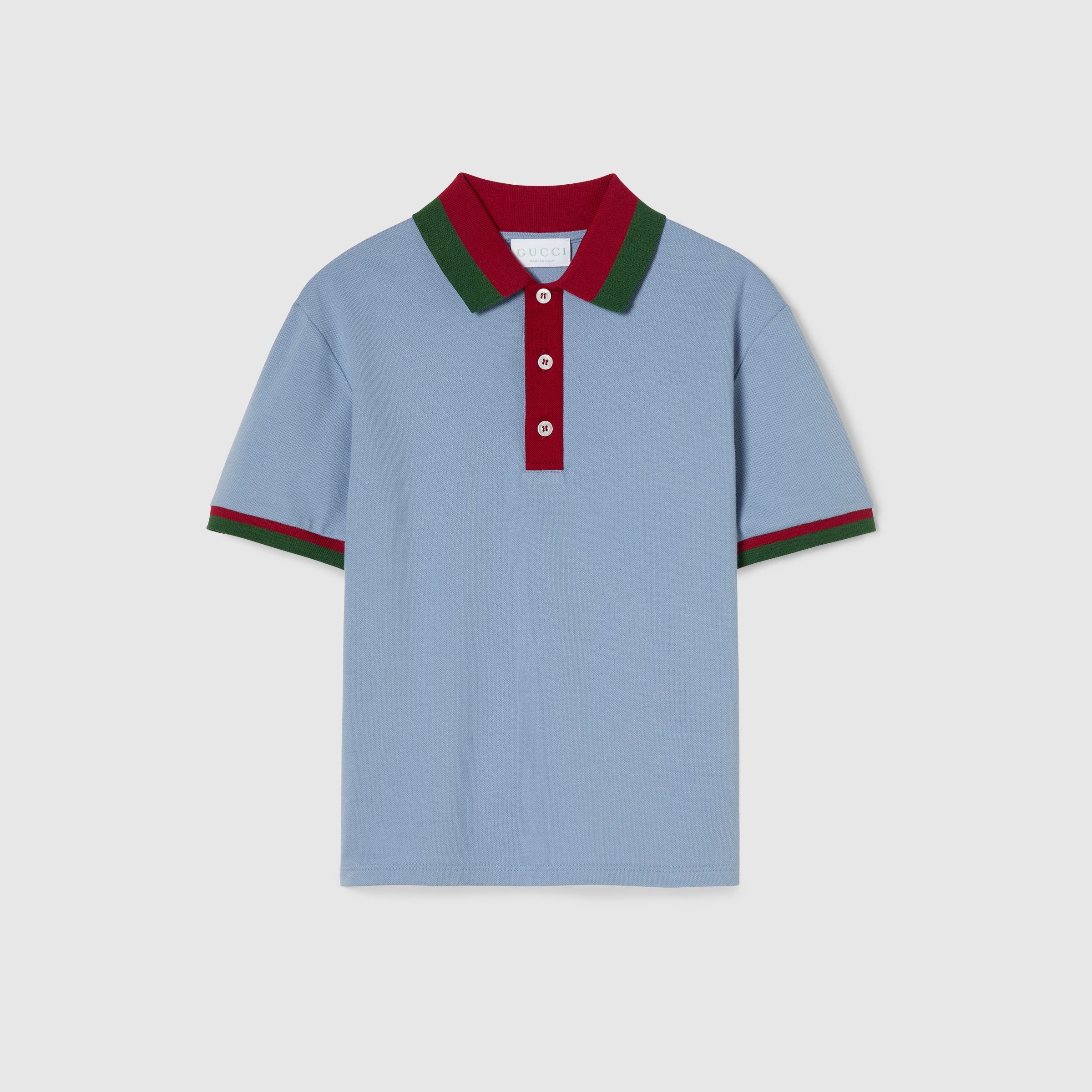 Children's cotton polo shirt in light blue | GUCCI® US