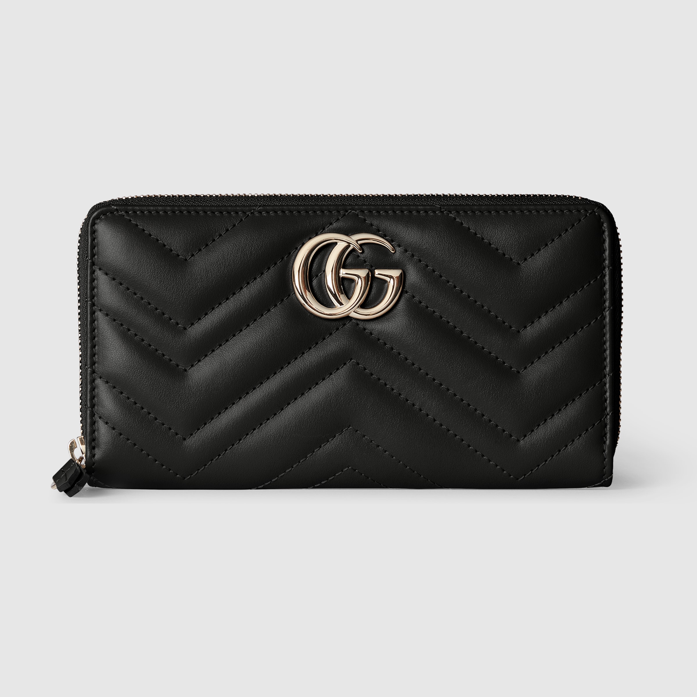 GG Marmont zip around wallet in black leather | GUCCI® US