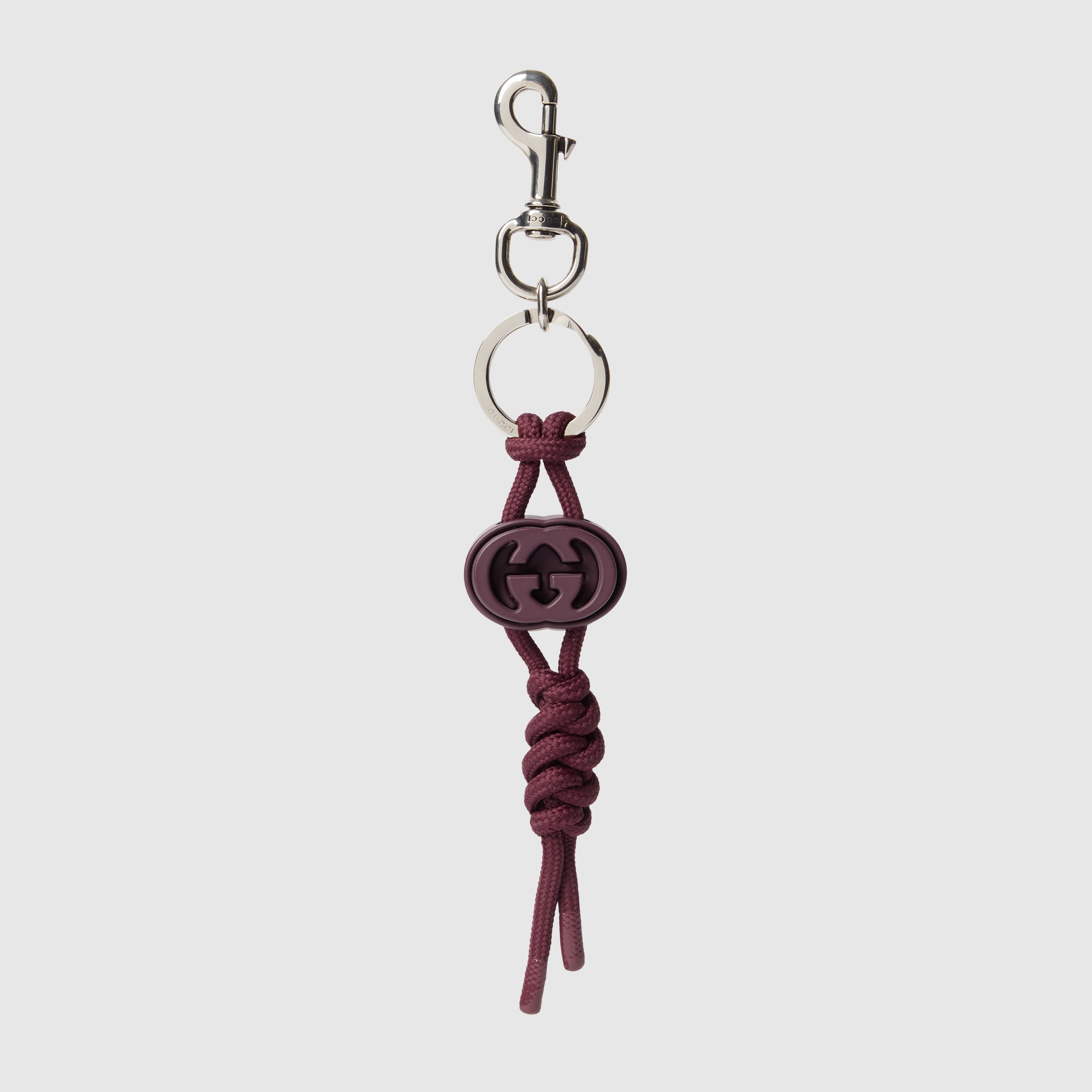 Keychain with Interlocking G in Rosso Ancora red rope