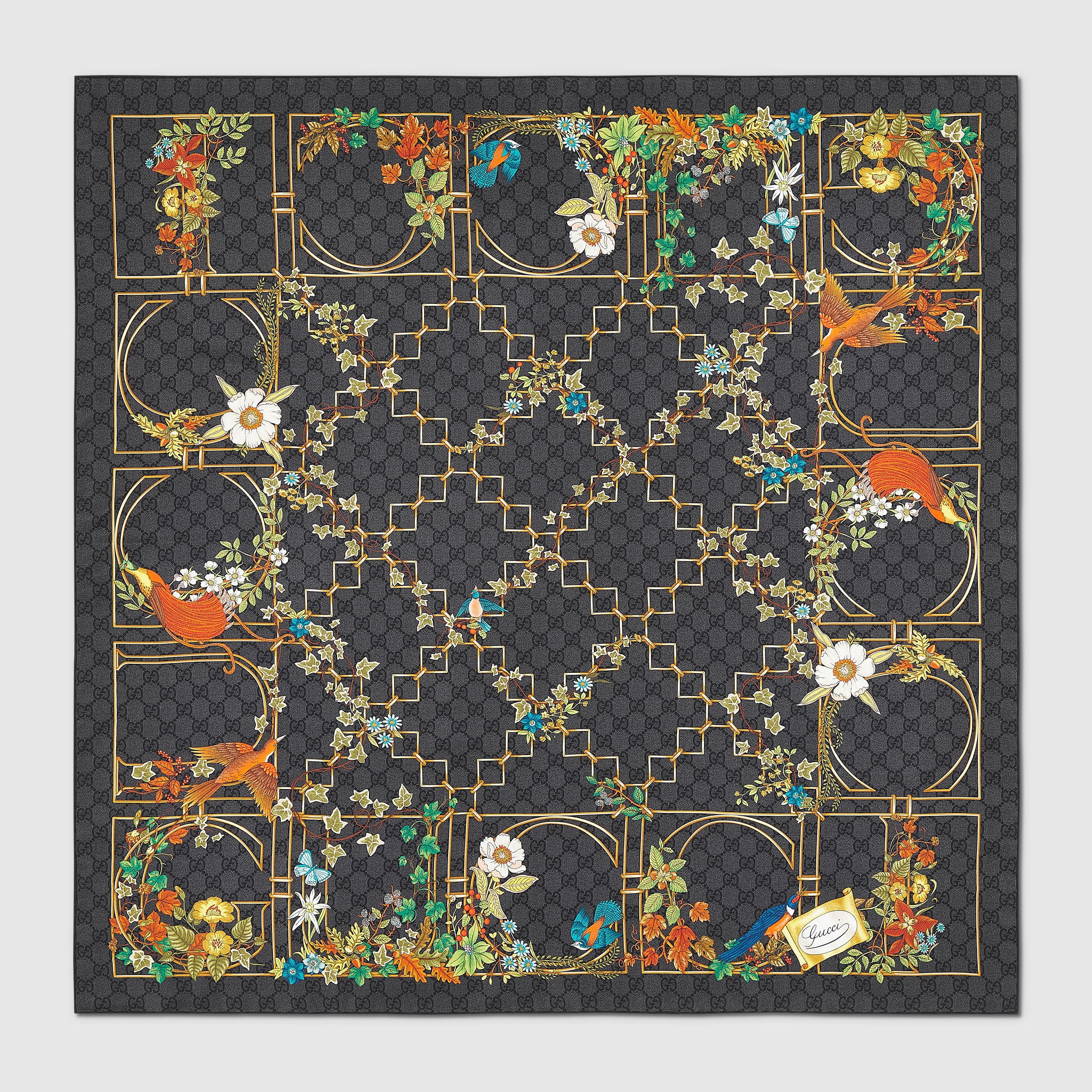 【関税&送料込】Gucci Printed Silk Foulard Printed Flora silk twill carré in multicolor | GUCCI® US