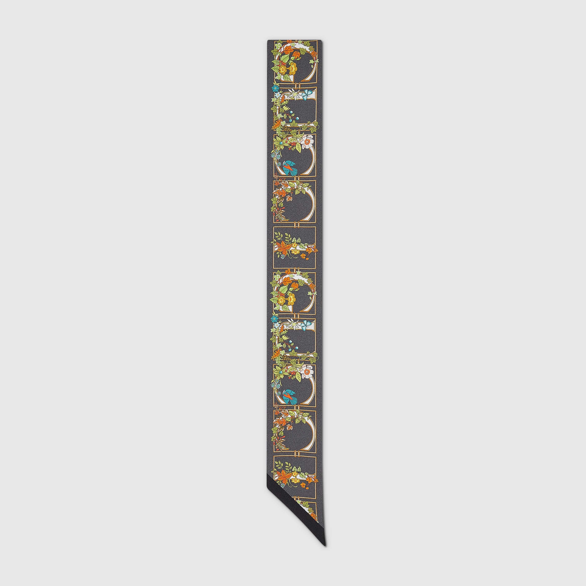 Printed silk twill ribbon in black | GUCCI® US