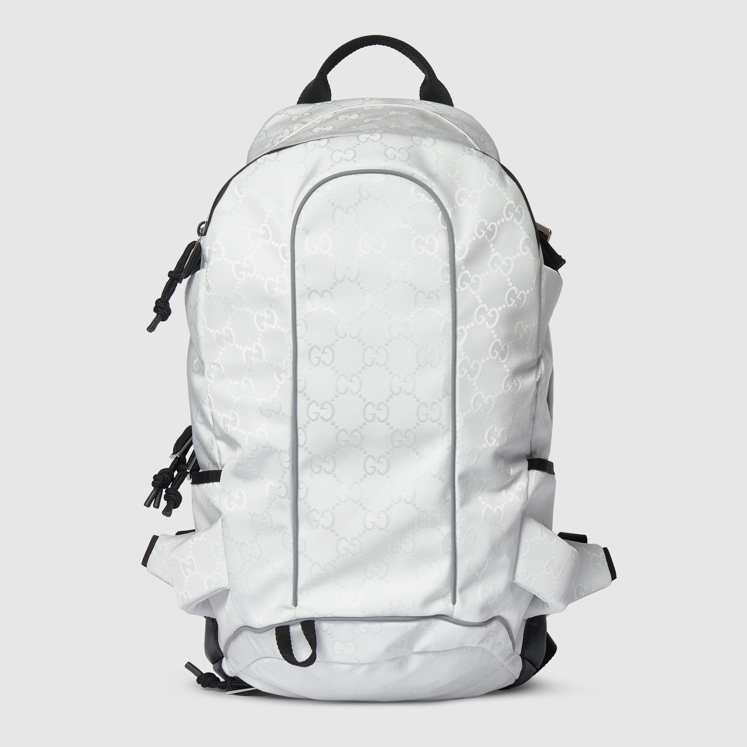 Small backpack in white GG nylon jacquard | GUCCI® US