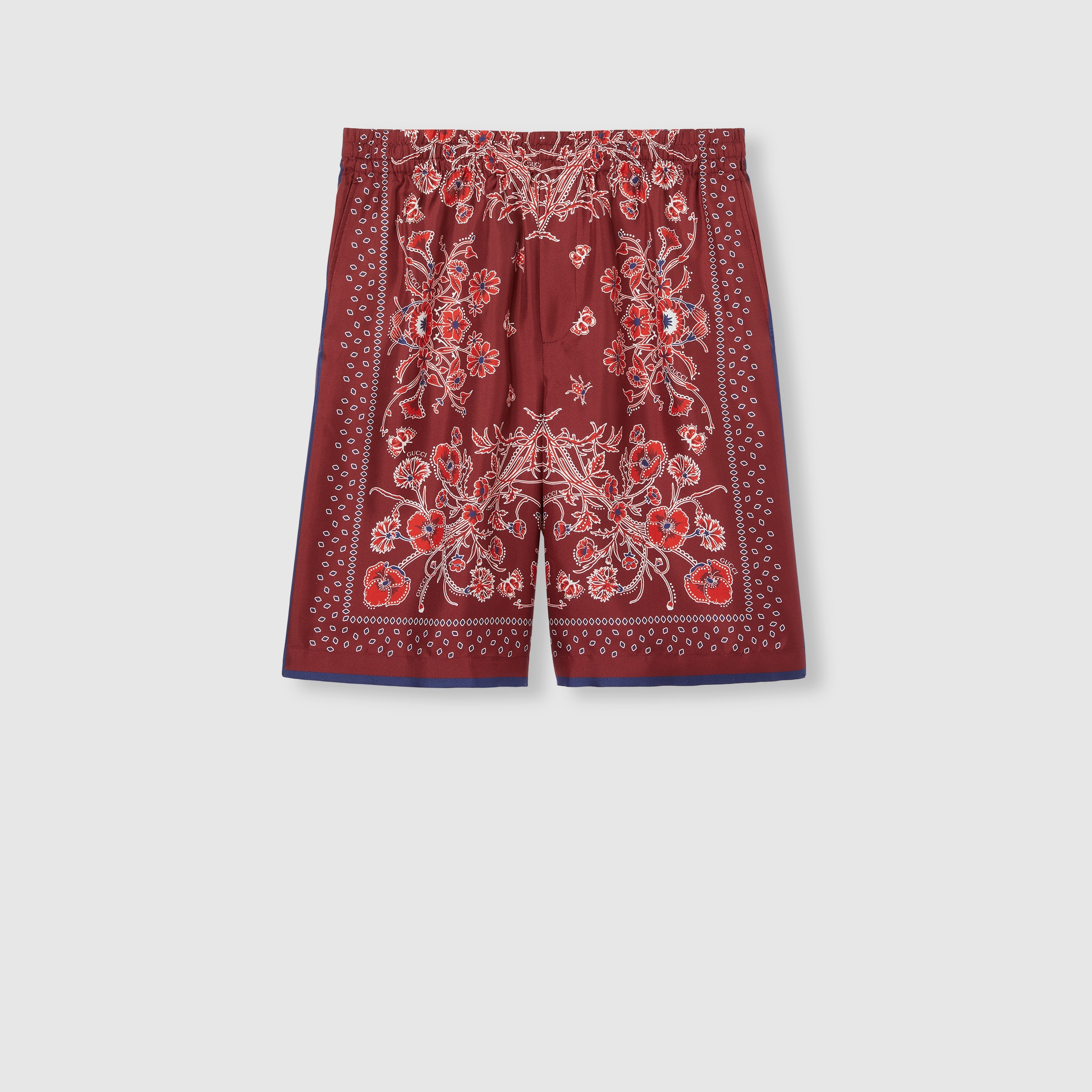 ショートパンツ GUCCI Contrast band tweed bermuda shorts (744874ZANTD 9783) Cotton twill short with patch in ivory | GUCCI® SG