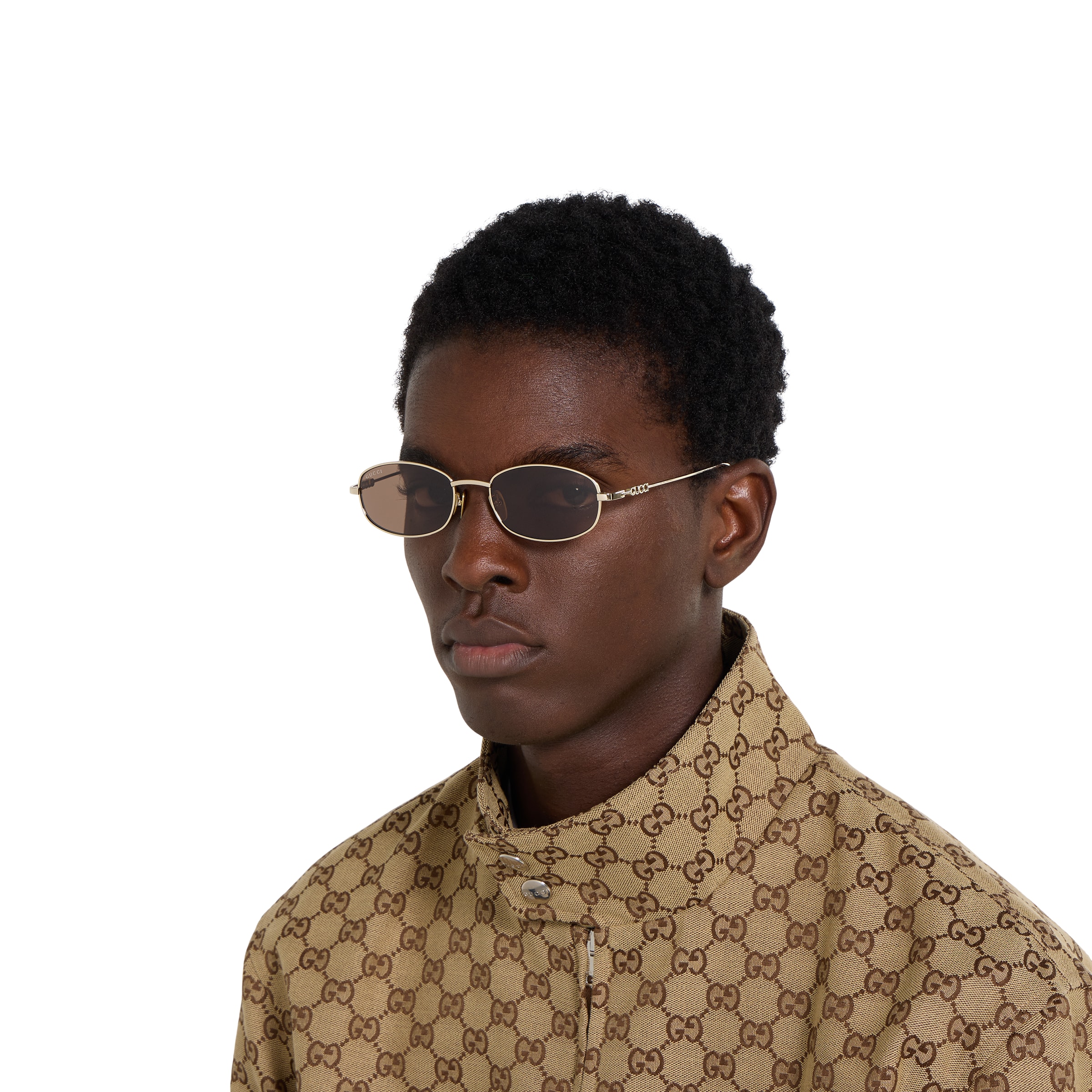 Oval frame sunglasses in light gold | GUCCI® US