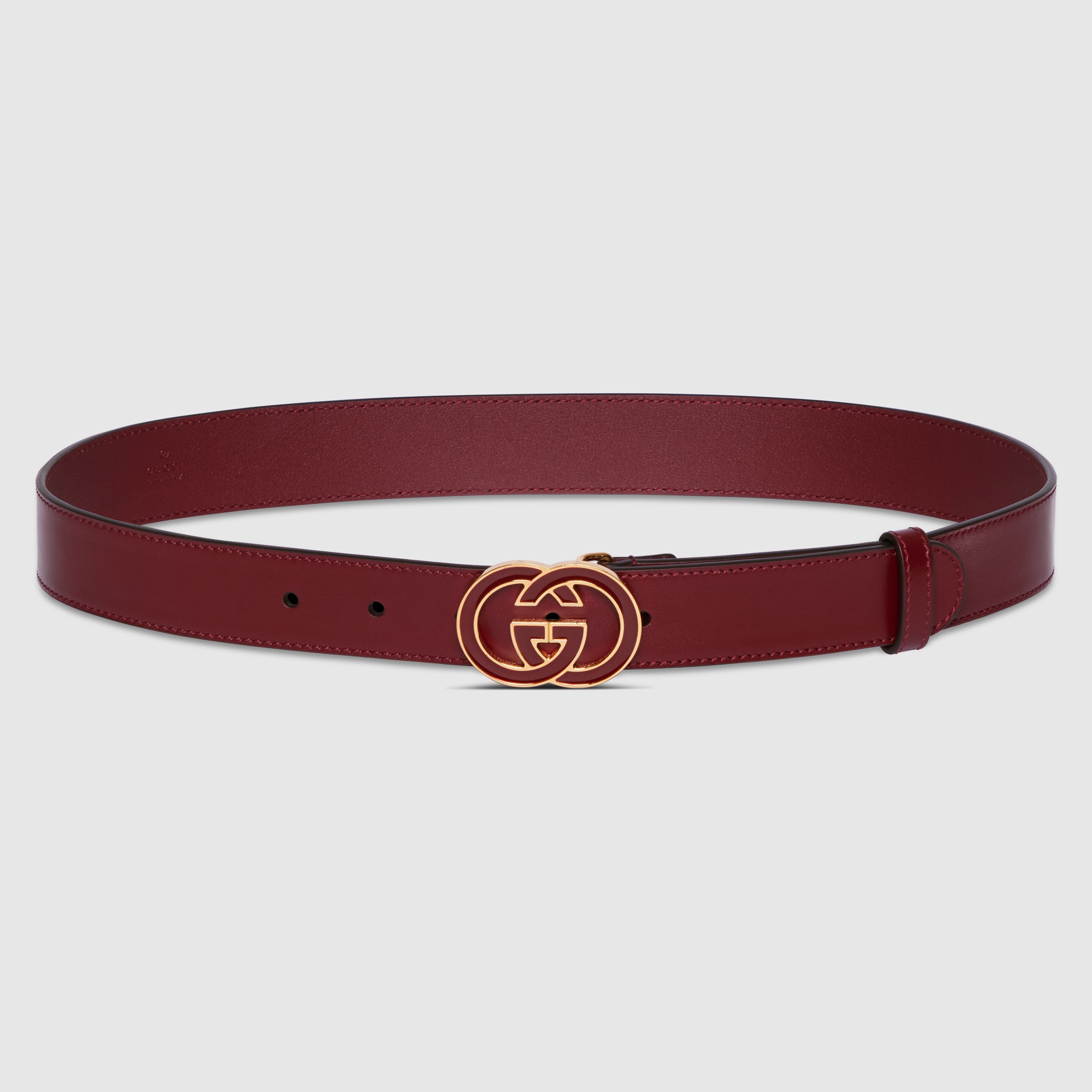 Belt with Interlocking G buckle in Rosso Ancora red leather