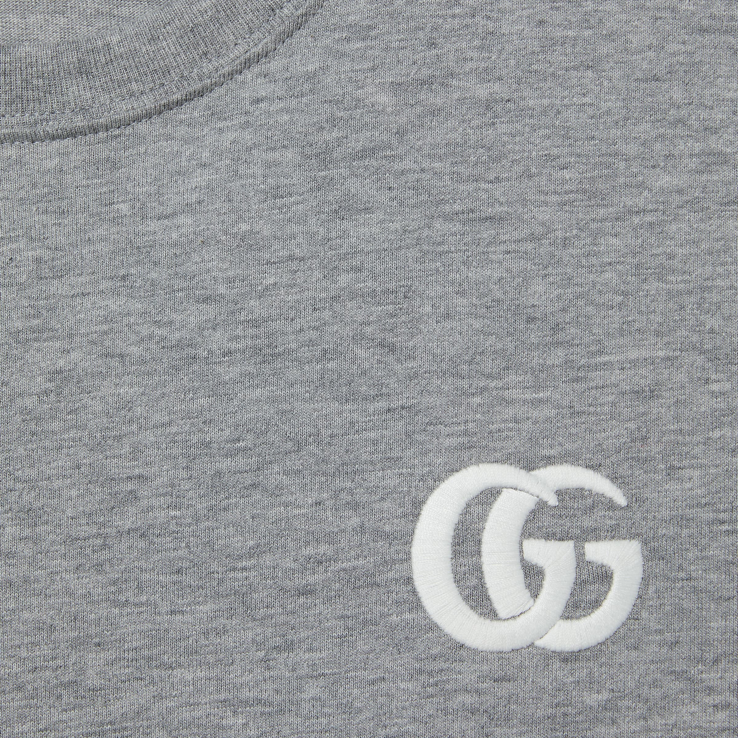 Cotton jersey T-shirt with embroidery in grey | GUCCI® US