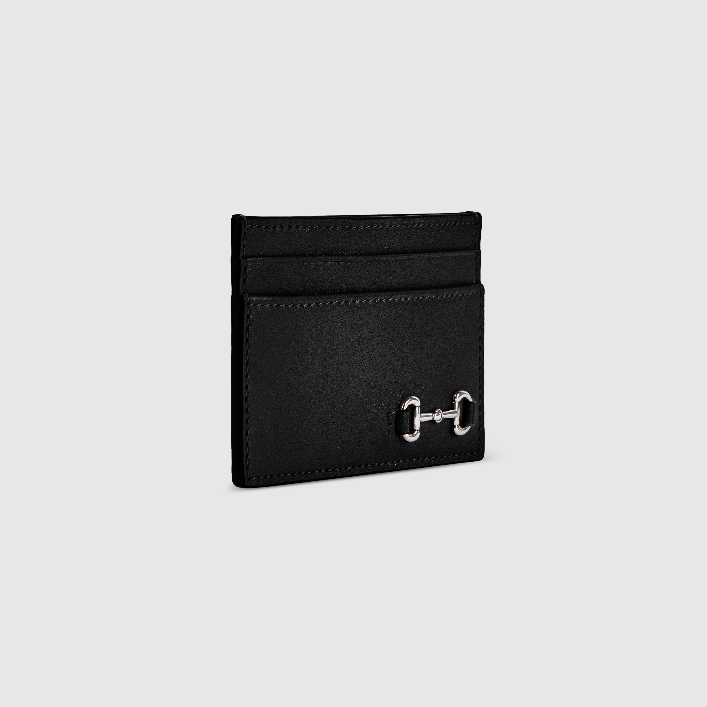Gucci ブラック レザー ケース Card case with Horsebit in black leather | GUCCI® US