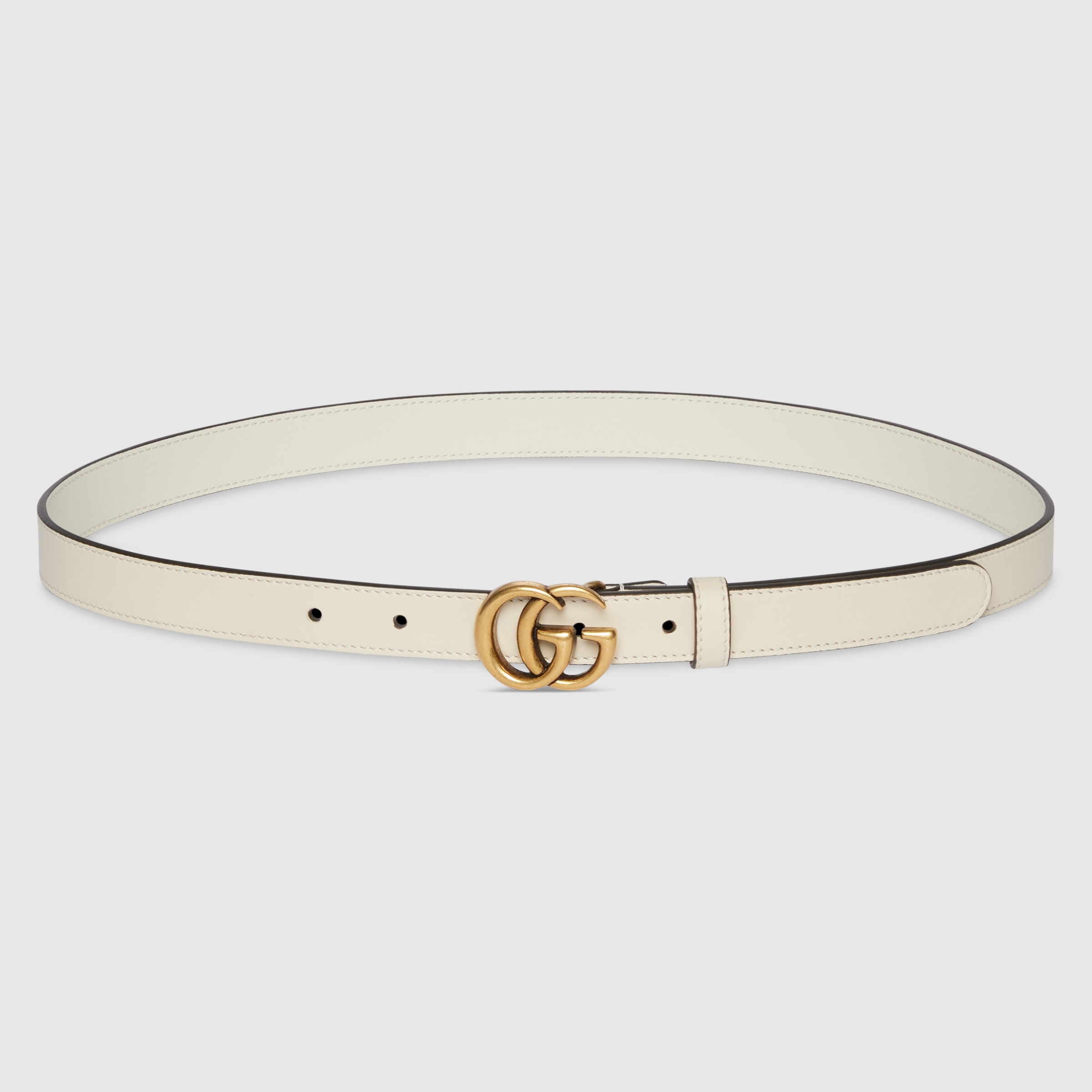 【関税&送料込】Gucci Cintura Gg Marmont GG Marmont thin belt in white leather | GUCCI® CA