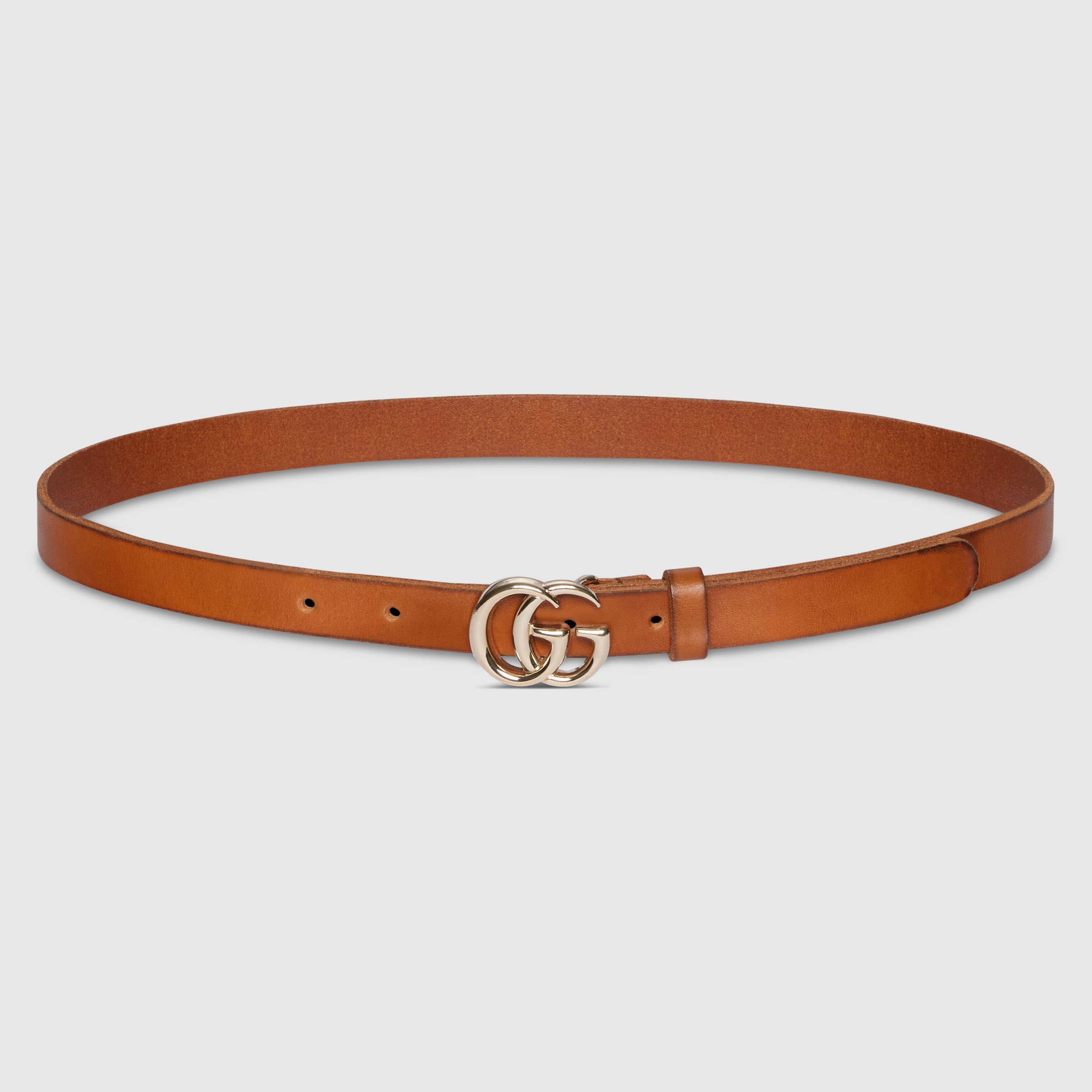 GG Marmont thin belt in brown leather | GUCCI® US