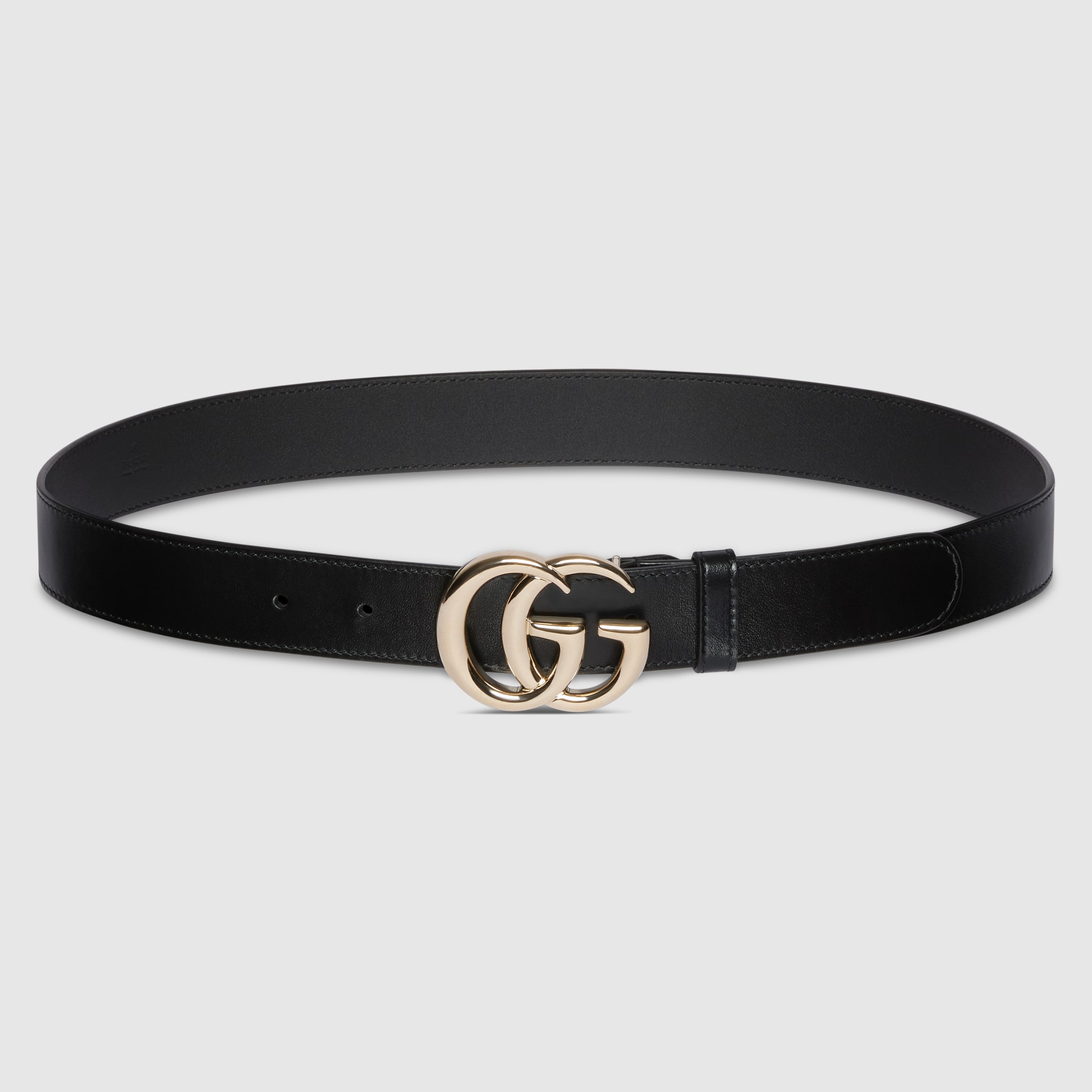 GG Marmont thin belt in black leather | GUCCI® US