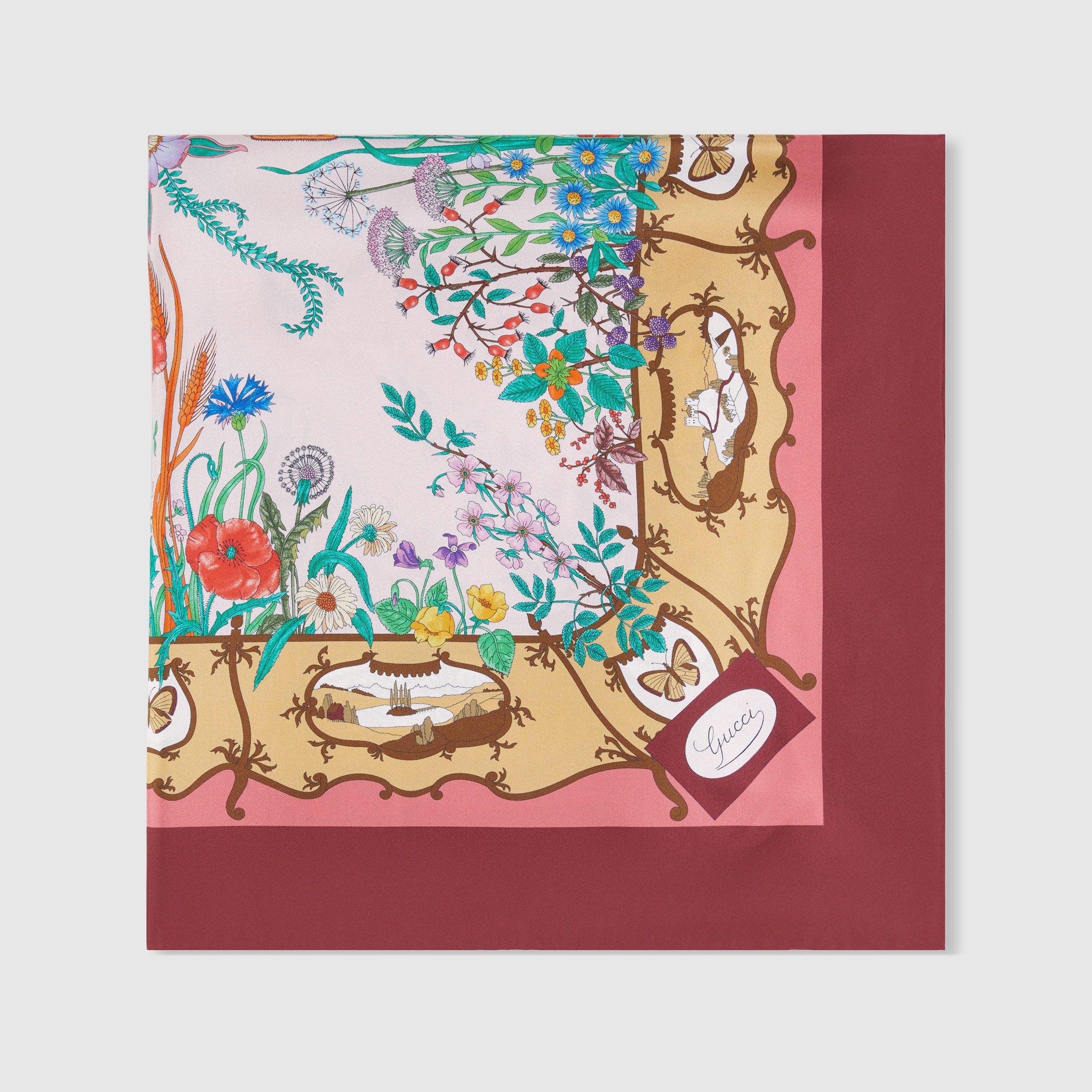 グッチ GUCCI スカーフ 総柄 シルク イタリア製 マルチカラー GUCCI グッチ シルク100% サーカス ピエロ 総柄 スカーフ マルチカラー