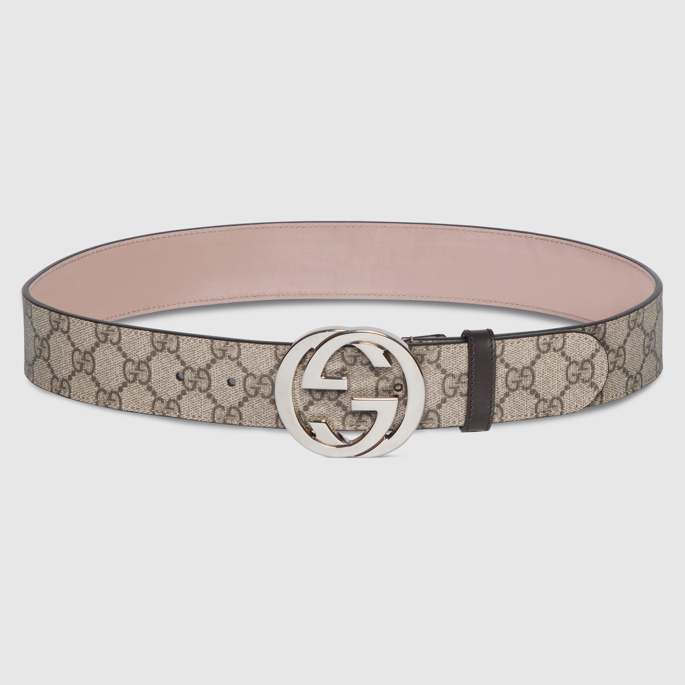 Belt with Interlocking G buckle in GG Supreme | GUCCI® US