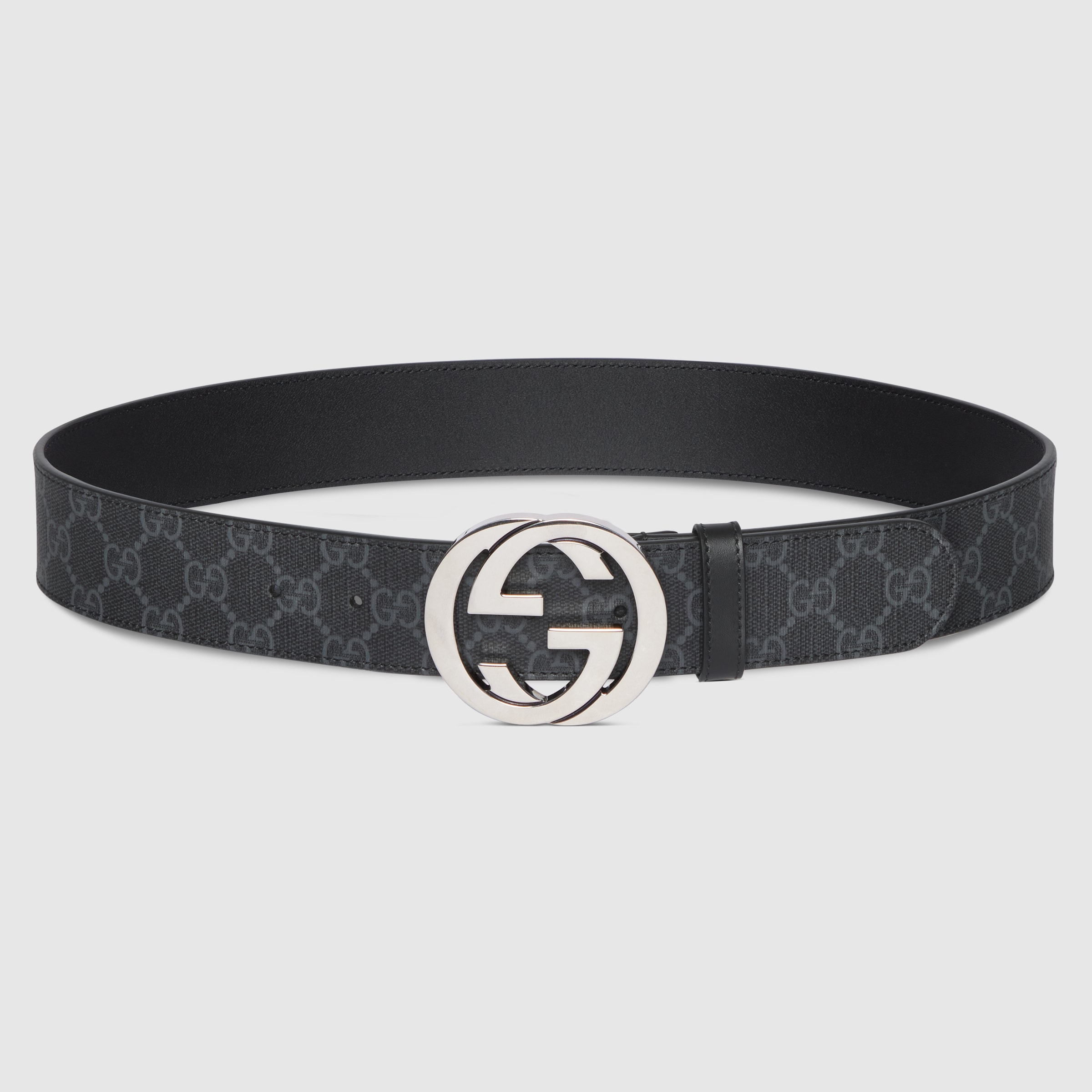 Belt with Interlocking G buckle in GG Supreme | GUCCI® US