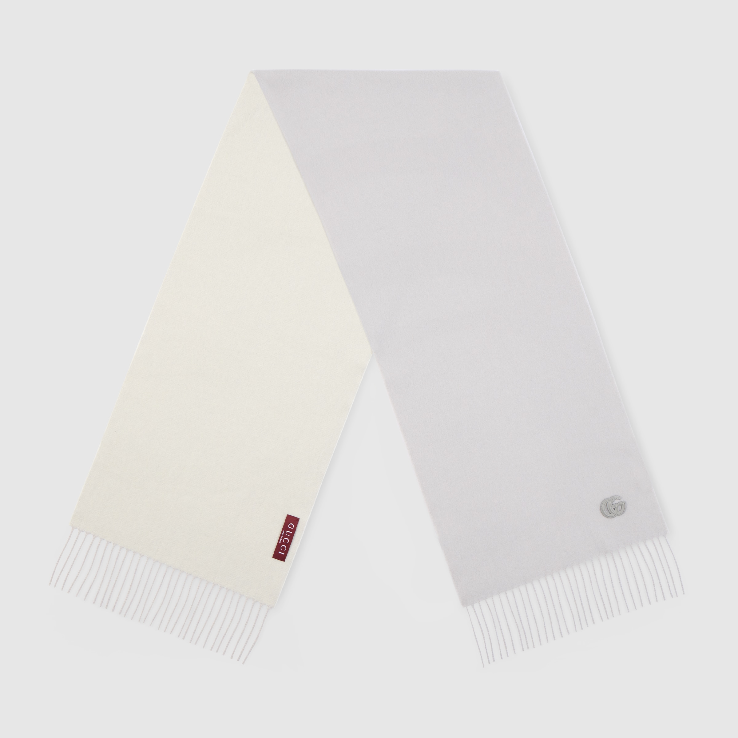 パッチ付き カシミア スカーフ ・グレー＆ライトグレー | GUCCI公式