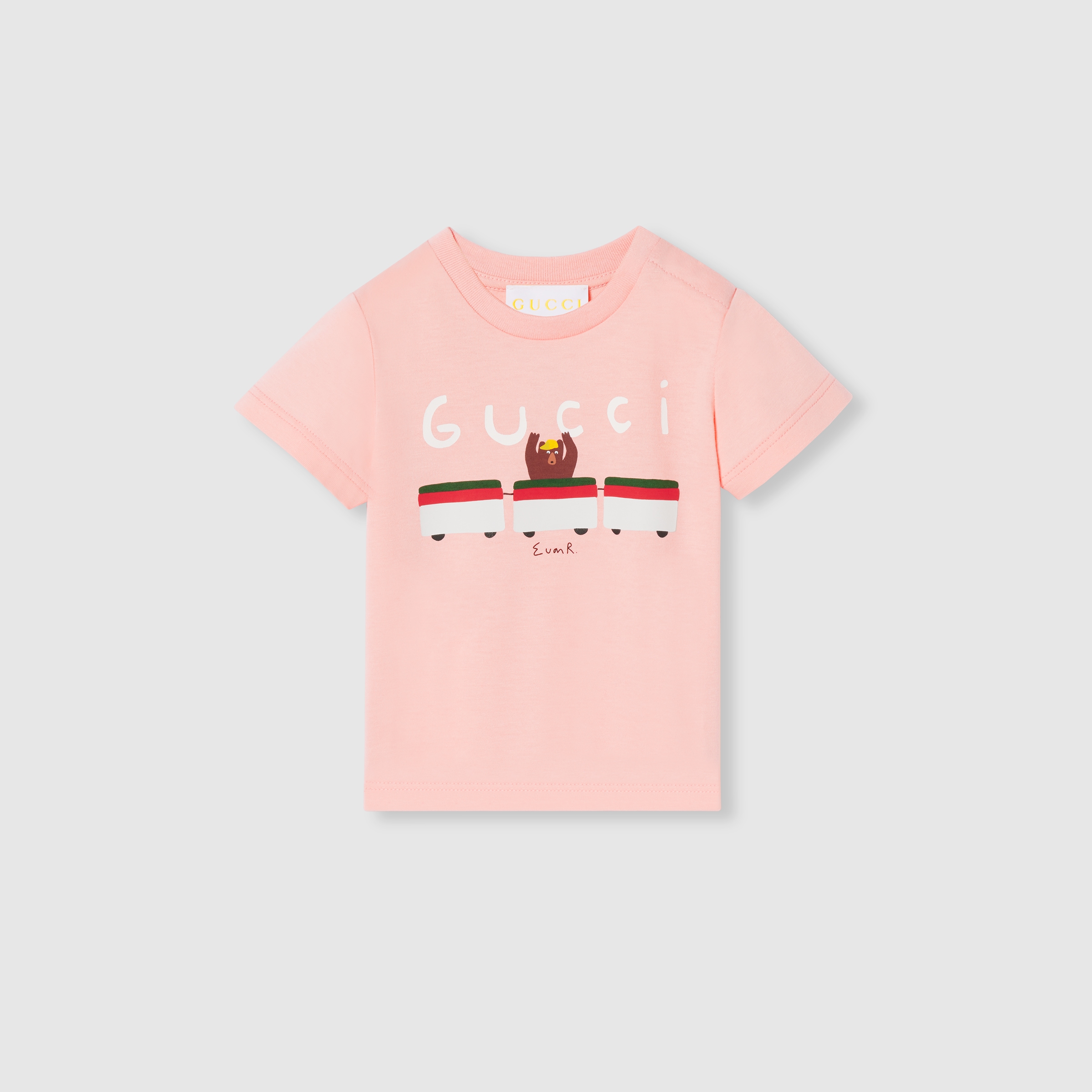 Baby cotton T-shirt with print in light pink | GUCCI® US