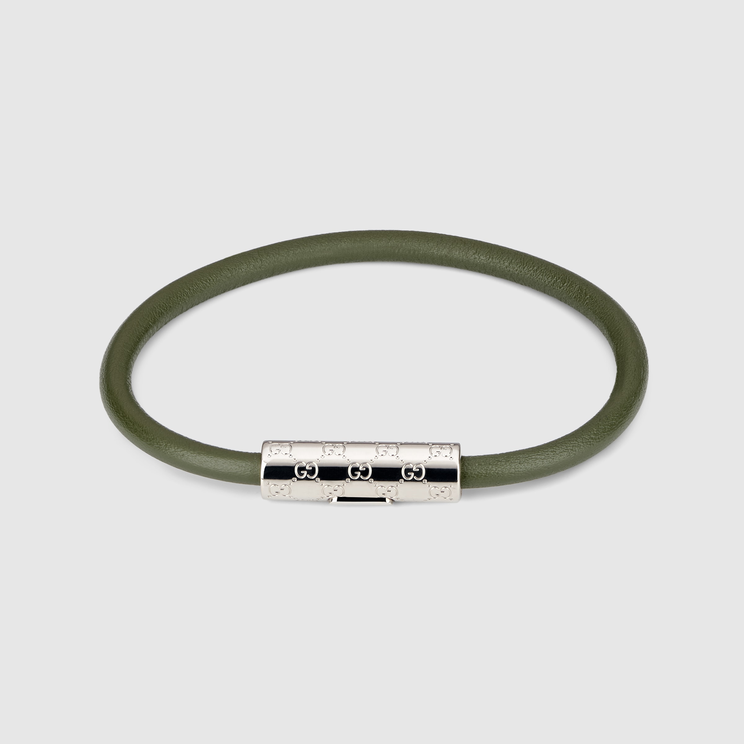 GG パターン ブレスレット ・フォレストグリーン レザー | GUCCI公式
