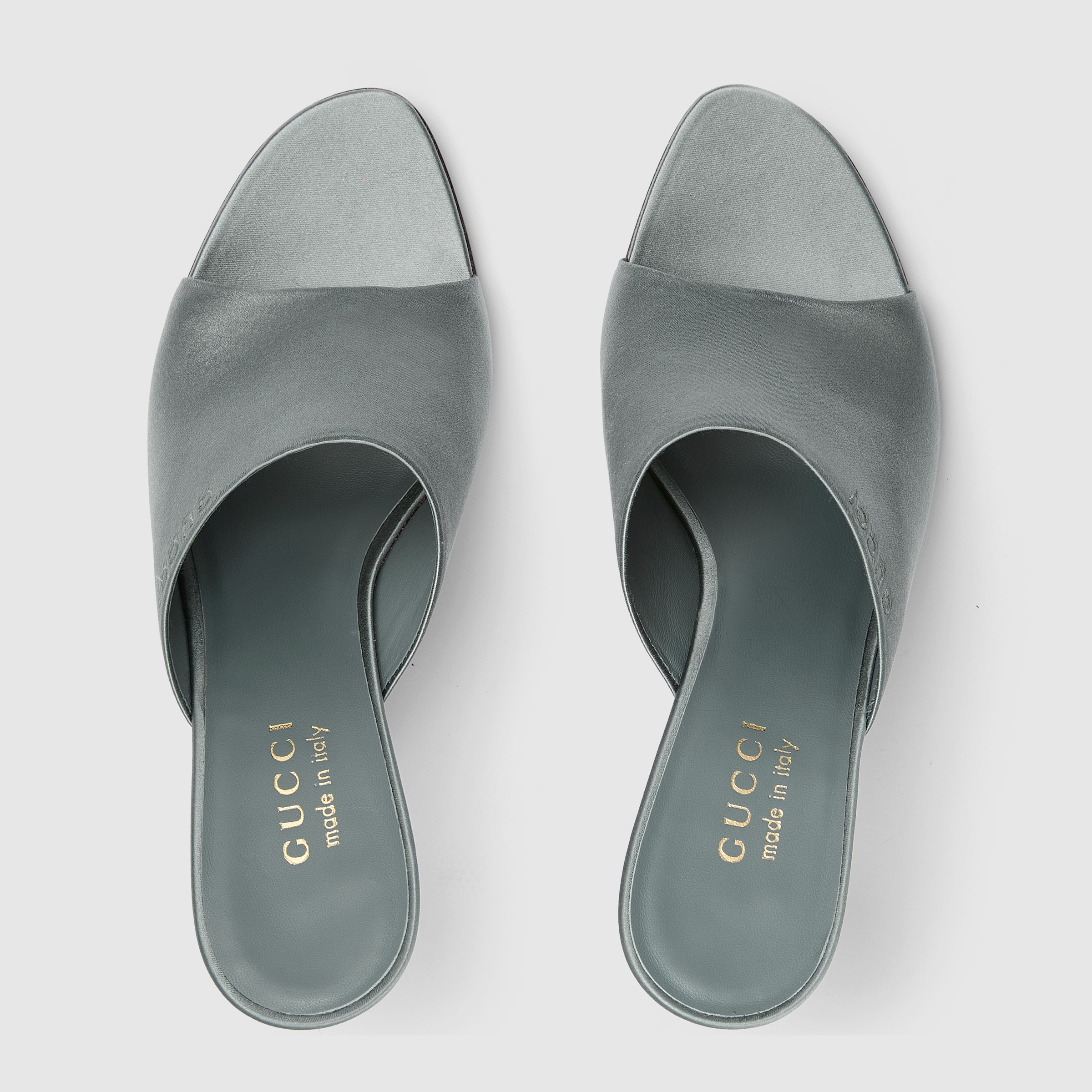 Women's slide sandal in light blue satin | GUCCI® US