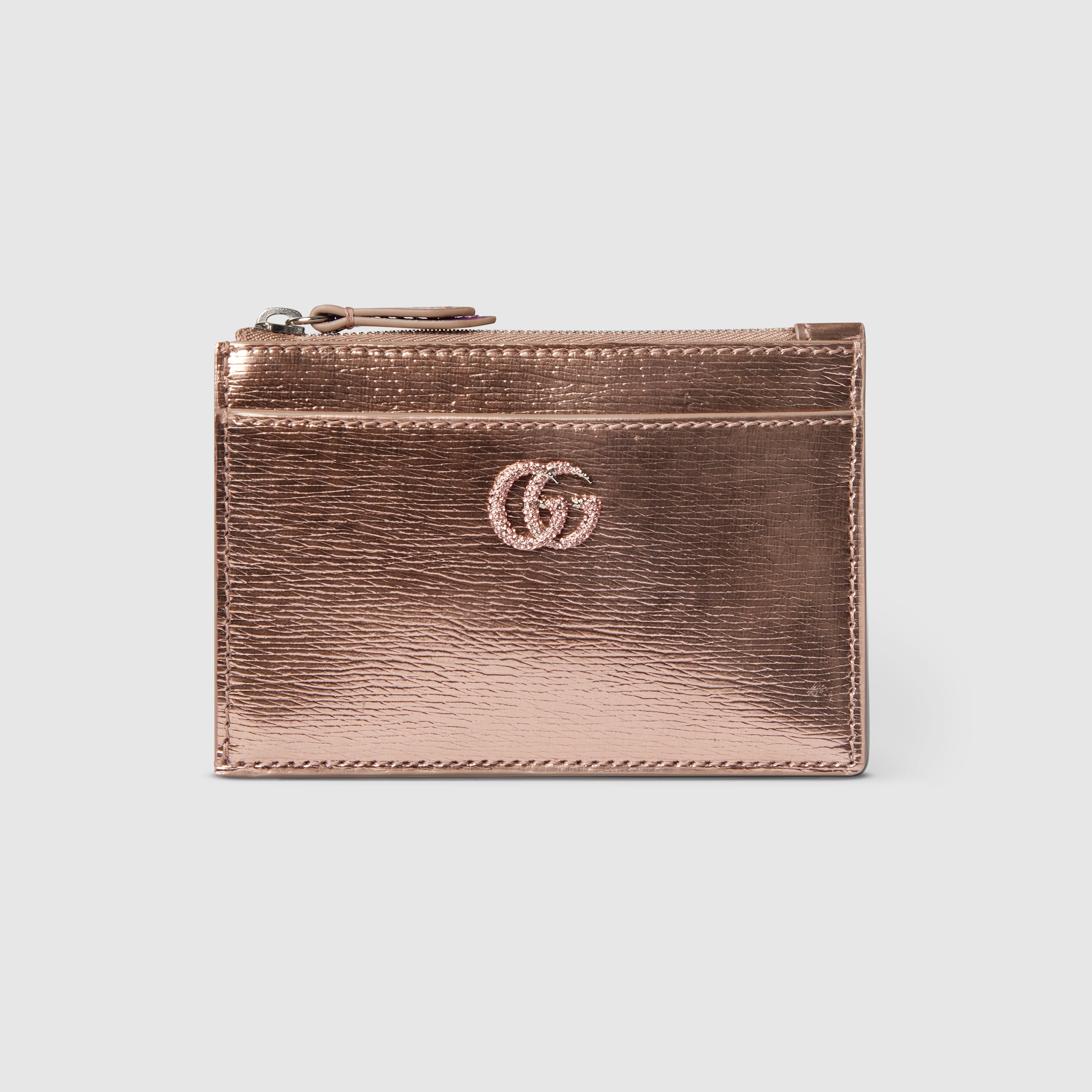 ダブルG ジップ キーポーチ ・ブロンズ パテントレザー | GUCCI公式