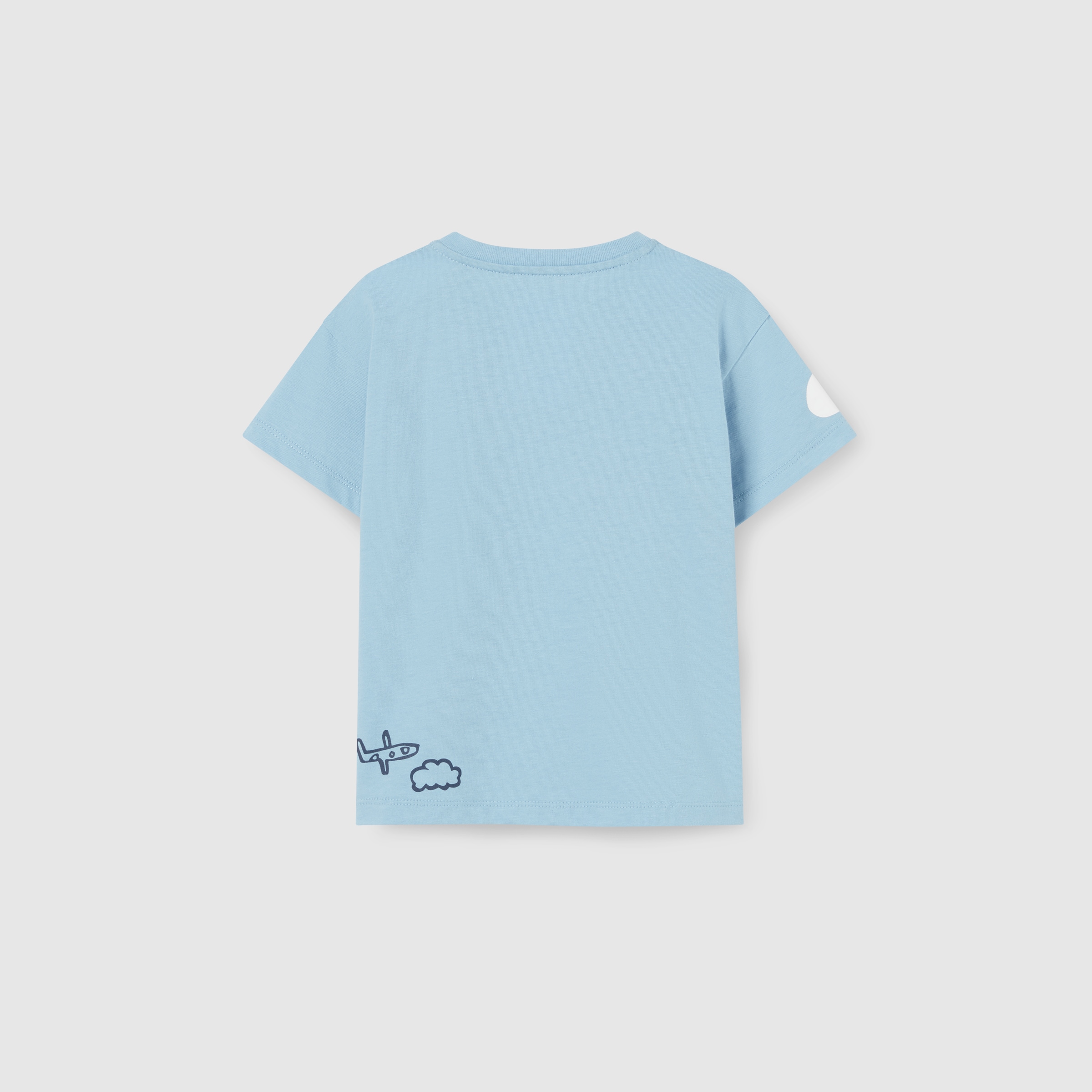 Baby cotton T-shirt with print in light blue and white | GUCCI® US