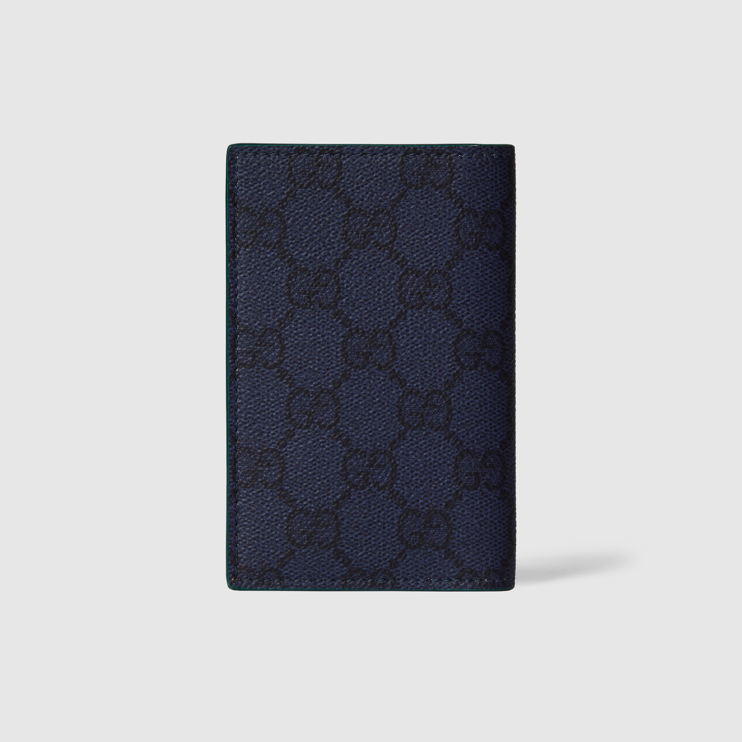 Green interior GG long card case in dark blue GG Supreme | GUCCI® US