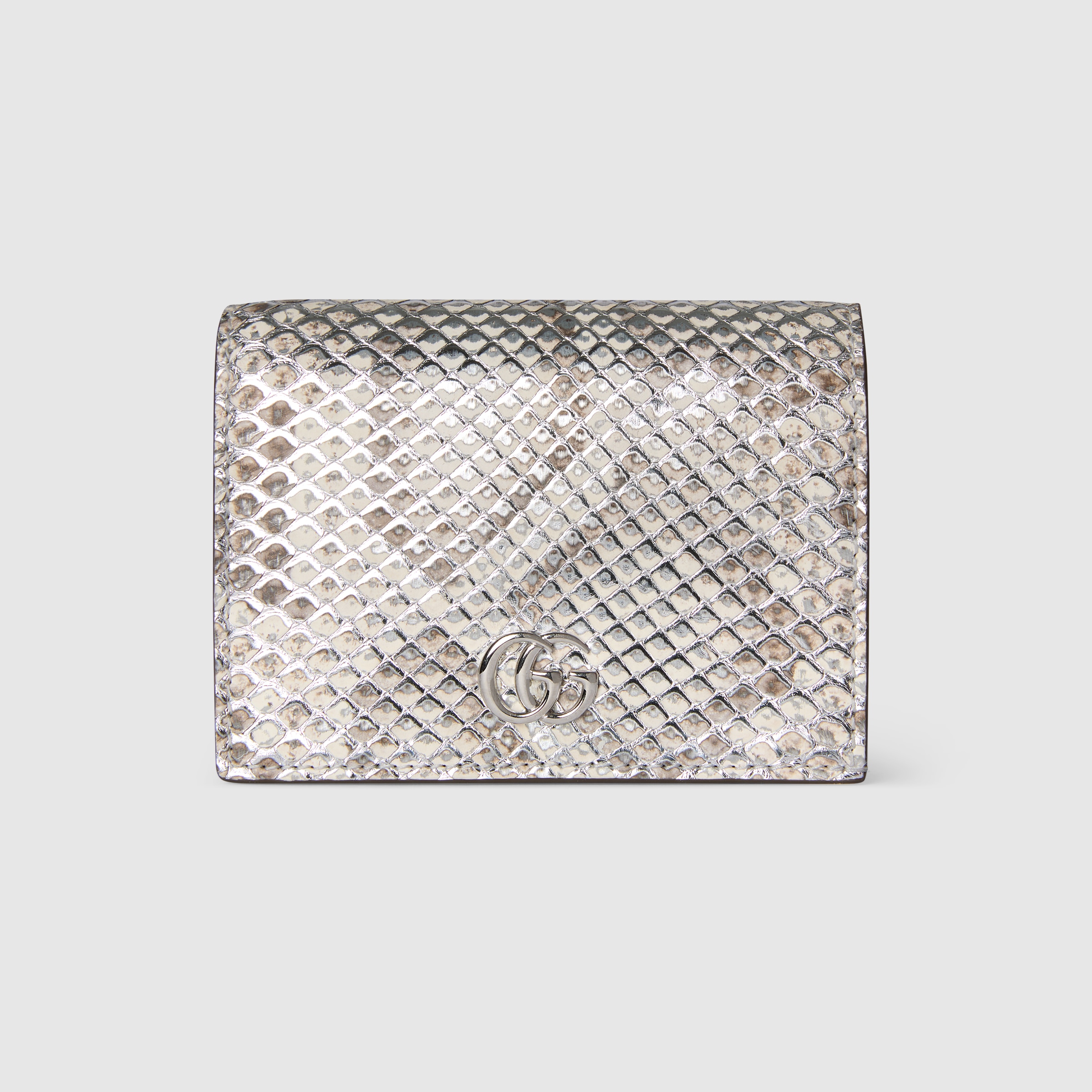 ダブルG パイソン スモールウォレット ・メタリックシルバー | GUCCI公式