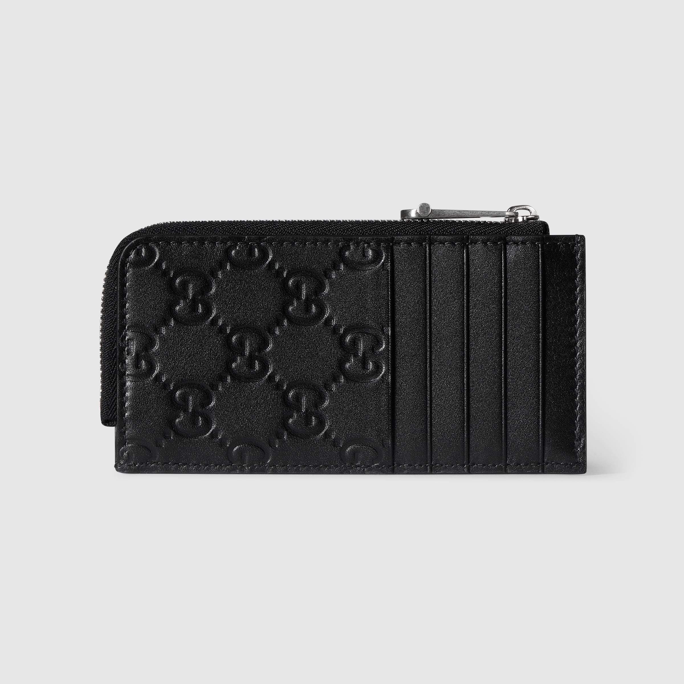 美品　Gucci ブラック GGパターンレザー ケース　カードケース GUCCI グッチ GG カードケース 小銭入れ付き パスケース 定期