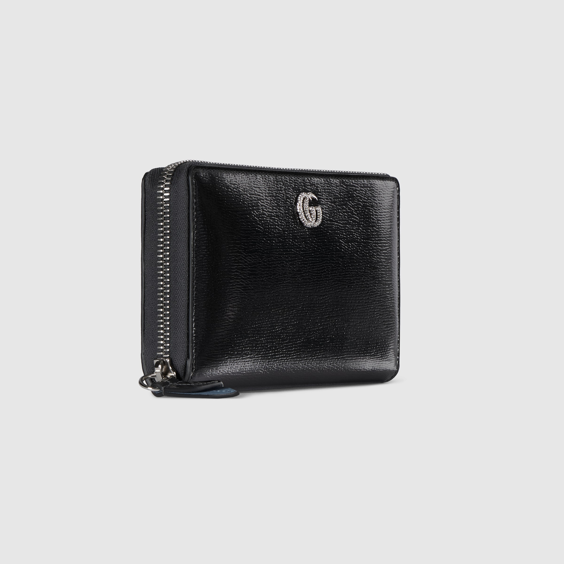 ダブルG バイカラー ジップアラウンドウォレット ・シルバー パテント