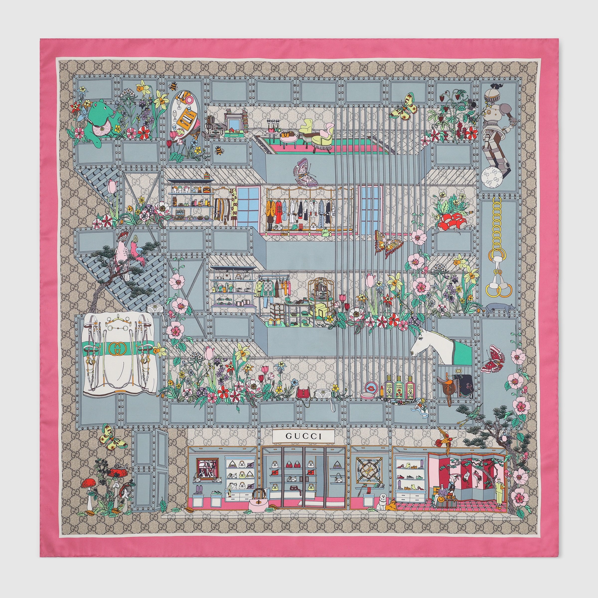 プリント シルクツイル スカーフ ・マルチカラー | GUCCI公式