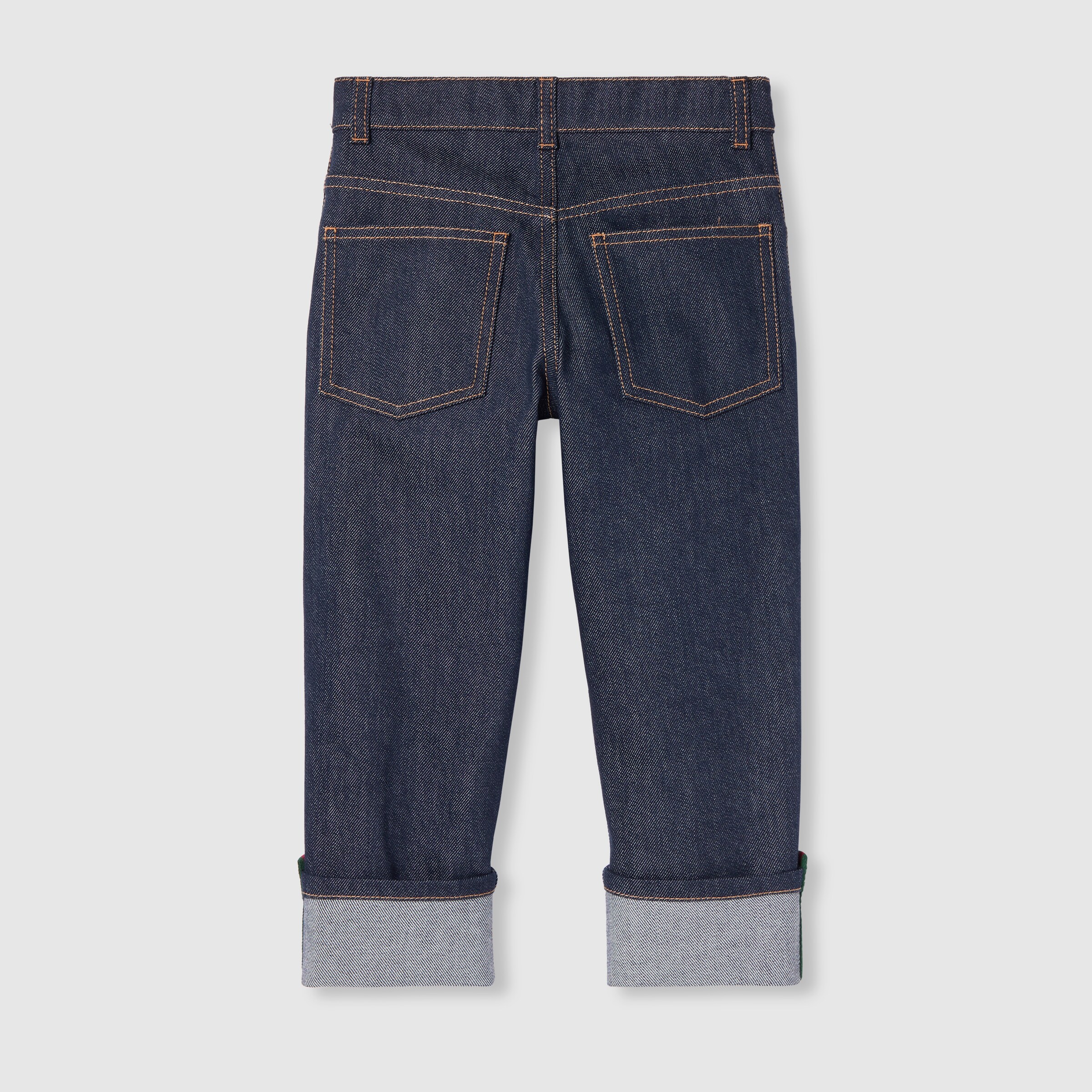Children's denim pants with Web in dark blue | GUCCI® US