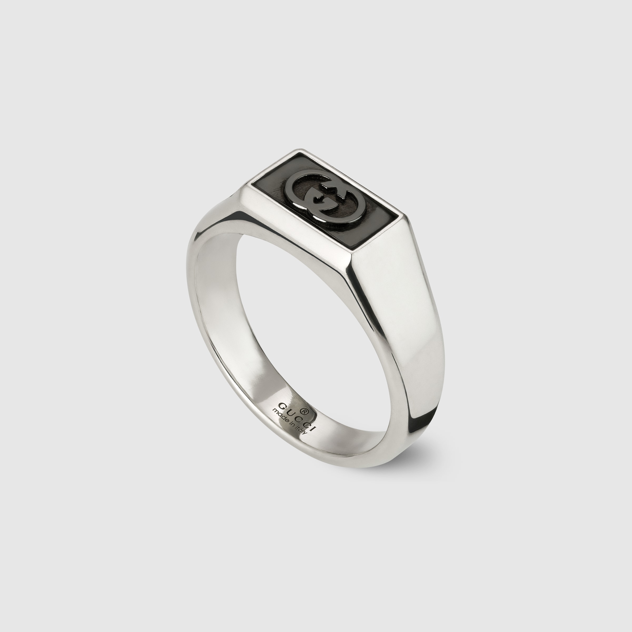 Gucci Interlocking signet ring in 925 sterling silver | GUCCI® US