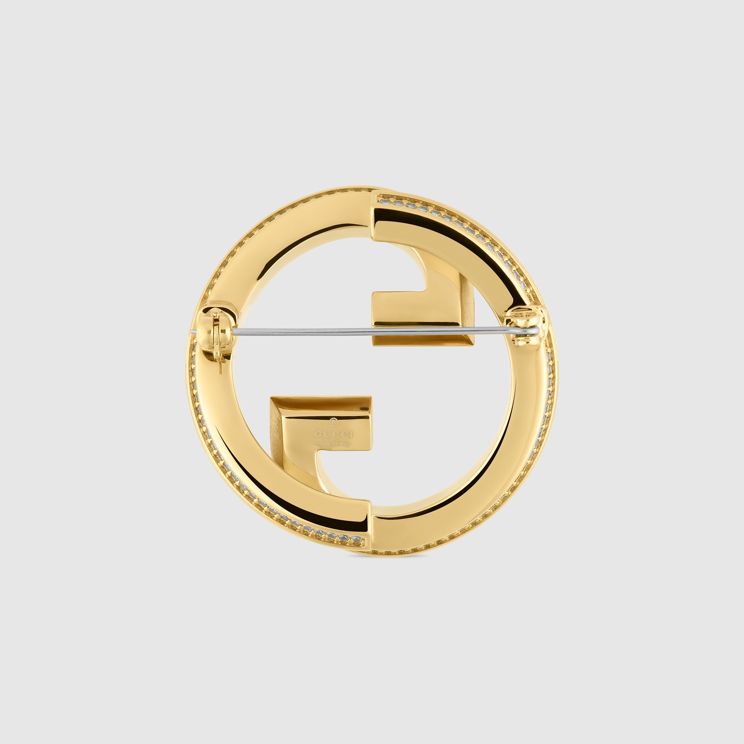 Gucci Blondie crystal brooch in gold-toned brass | GUCCI® US
