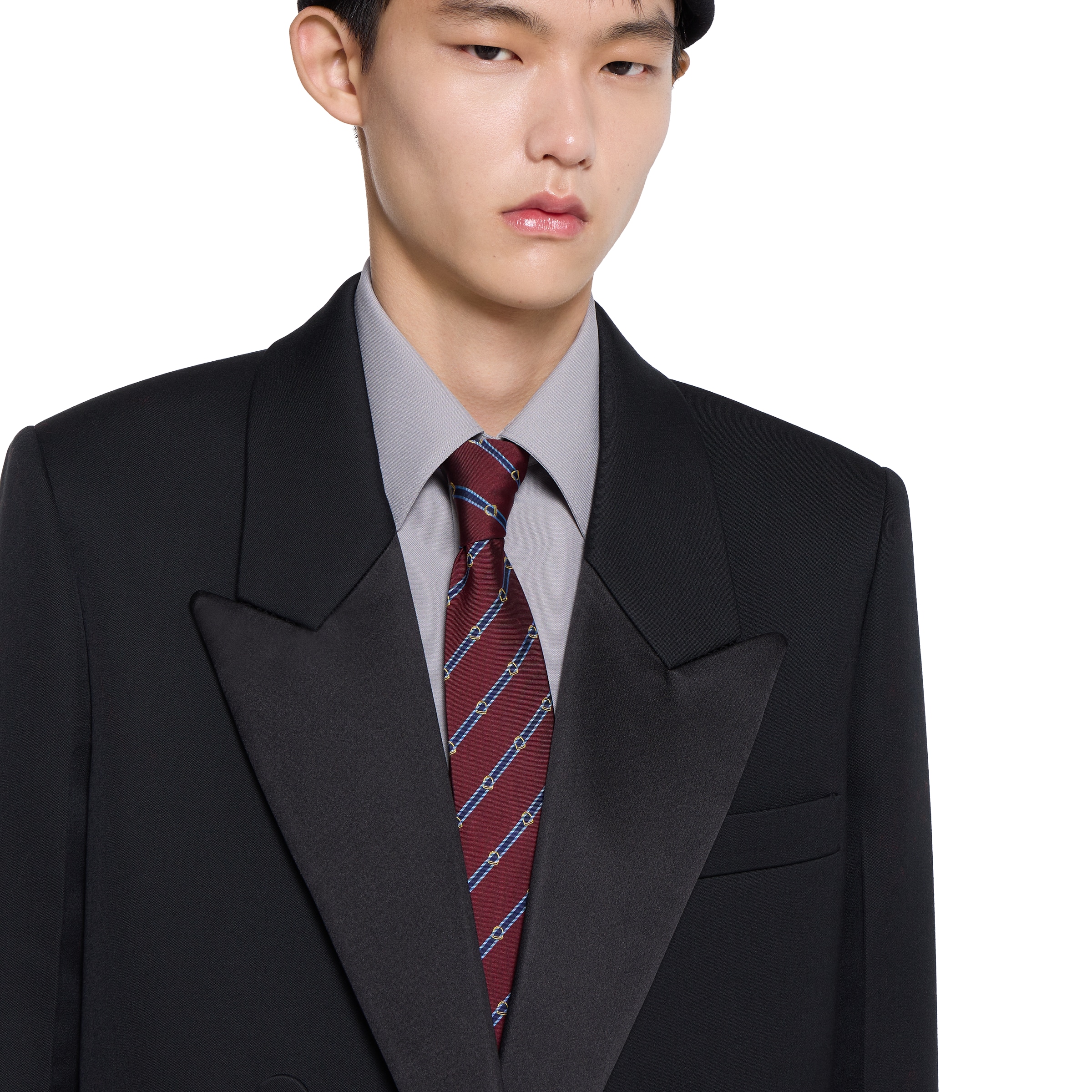 GUCCI ネクタイ シルク GUCCIロゴ シルクジャカード ネクタイ ・ネイビー＆ブルー | GUCCI公式