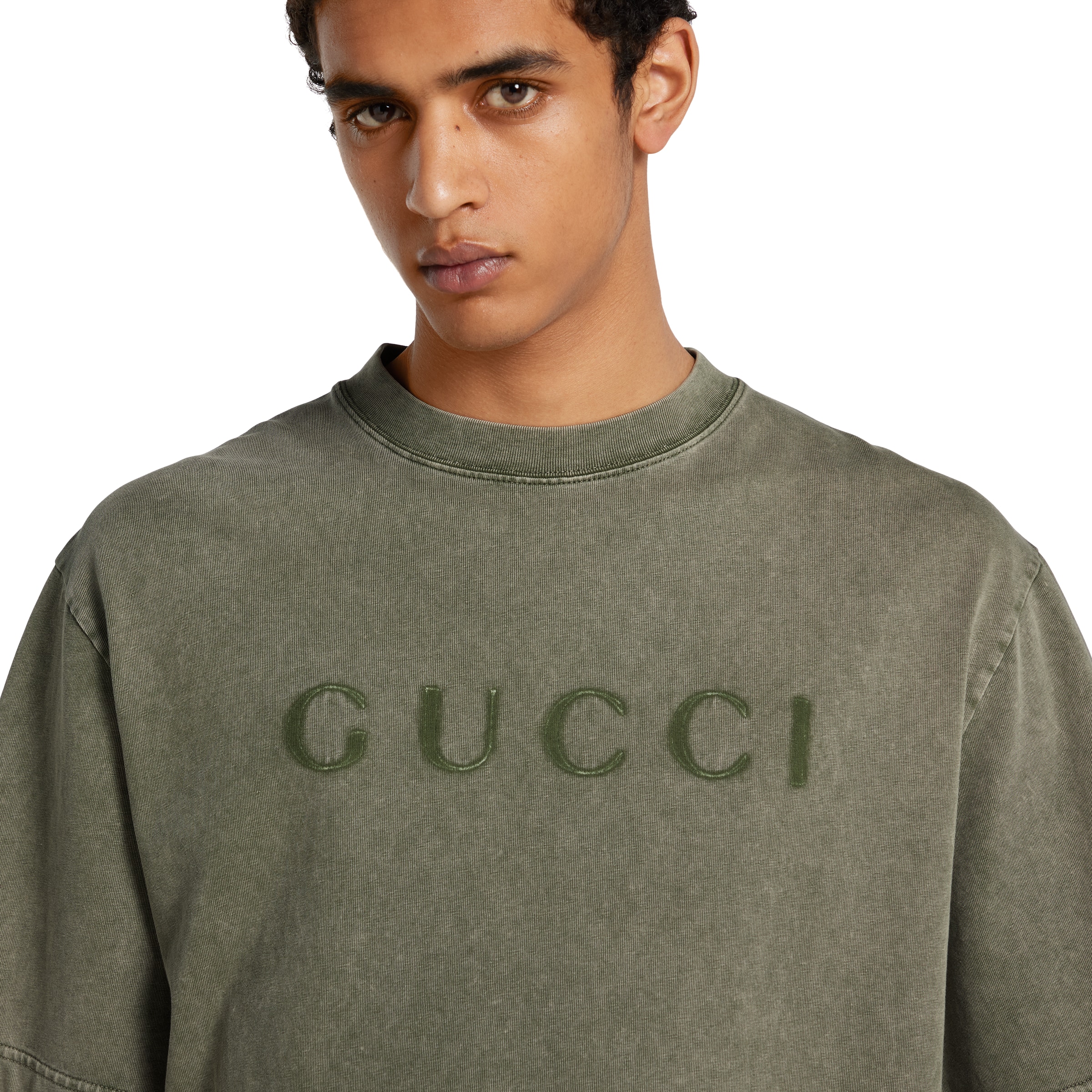 プリント コットンジャージー Tシャツ ・フォレストグリーン